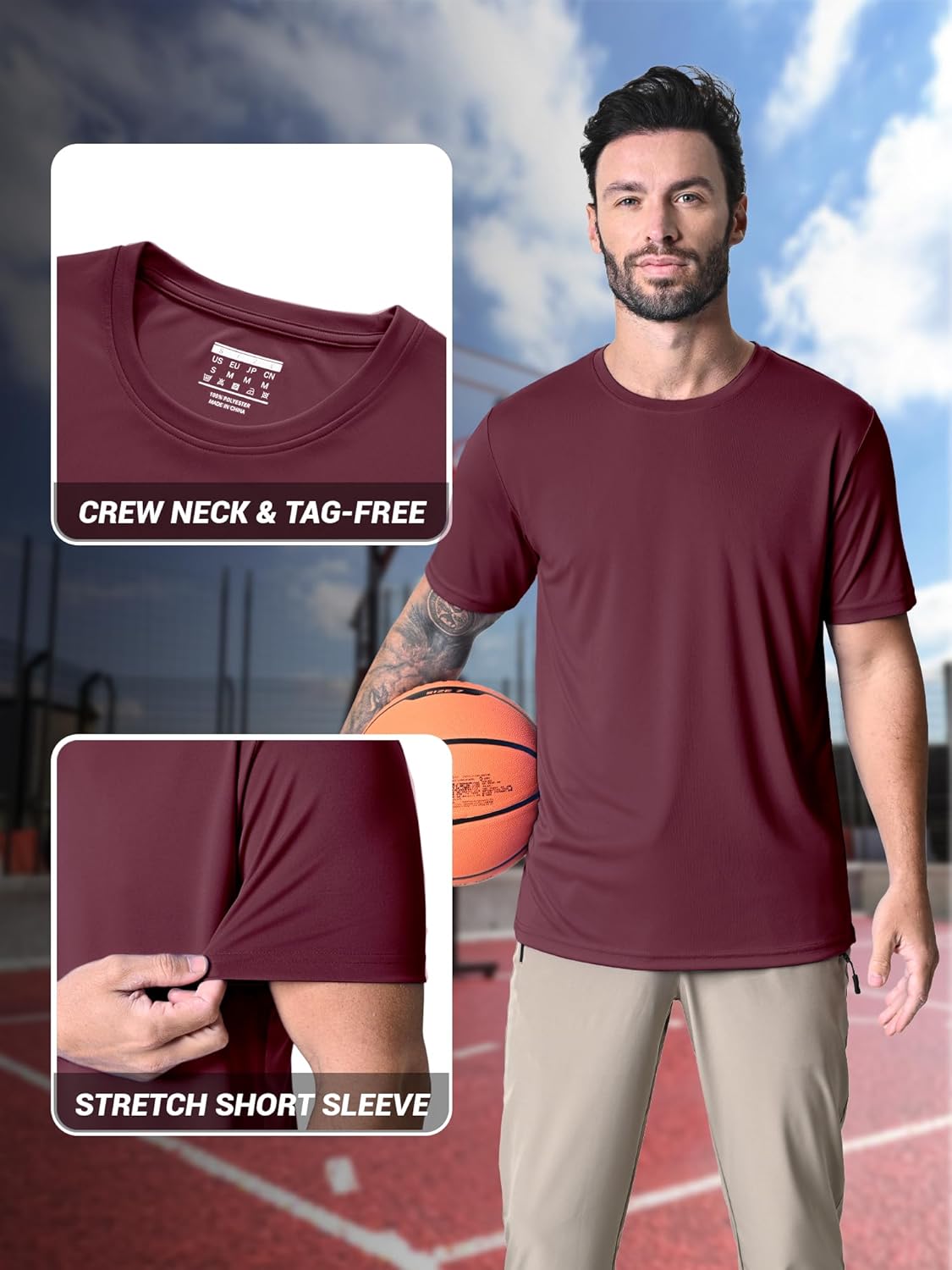 MAGCOMSEN Men's Short Sleeve UPF 50+ T-Shirt Quick Dry Rash Guard Athletic Running Swim Top Tee Performance Water Shirts