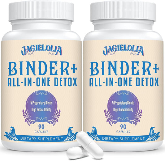 All-In-One Detox Binder Supplement 1500 MG - High Bioavailability, Liver Gut Detox Cleanse with Activated Charcoal, Zeolite & Bentonite Clay for Toxins, Liver, Digestive, 180 Vegan Capsules