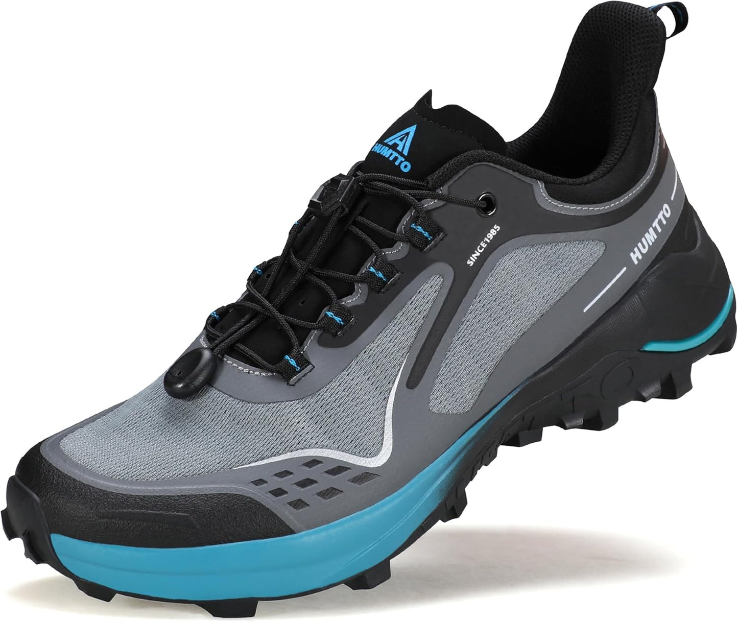 HUMTTO Men's Quick Laces Hiking Sneaker Lightweight Breathable Walking Outdoors Trail Running Shoes