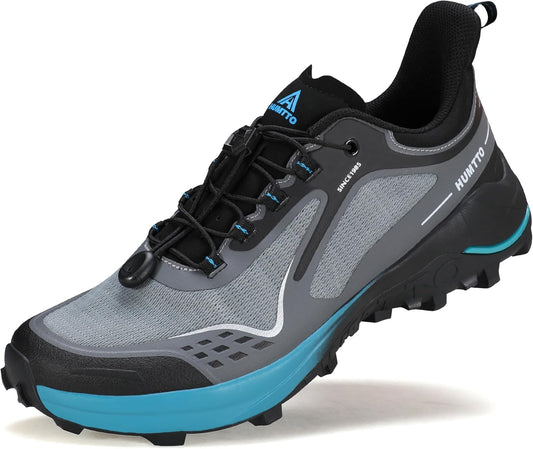 HUMTTO Men's Quick Laces Hiking Sneaker Lightweight Breathable Walking Outdoors Trail Running Shoes