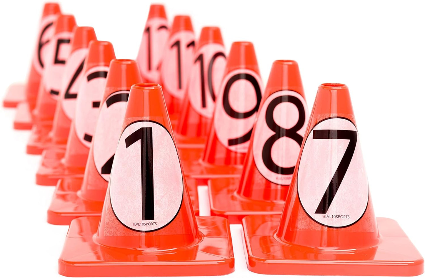 LVL10 Pro Training Cones - 6" Soccer Training Cones for Sports - for Basketball, Football, Basketball and Agility Drills - Soccer Field Markers That Won't Crack, Slide or Fly