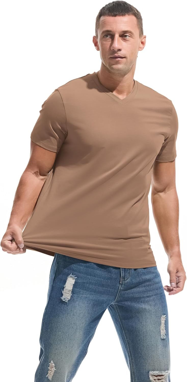 VEIISAR Premium V Neck T Shirts for Men - Modern Fitted Tees Vneck Undershirts