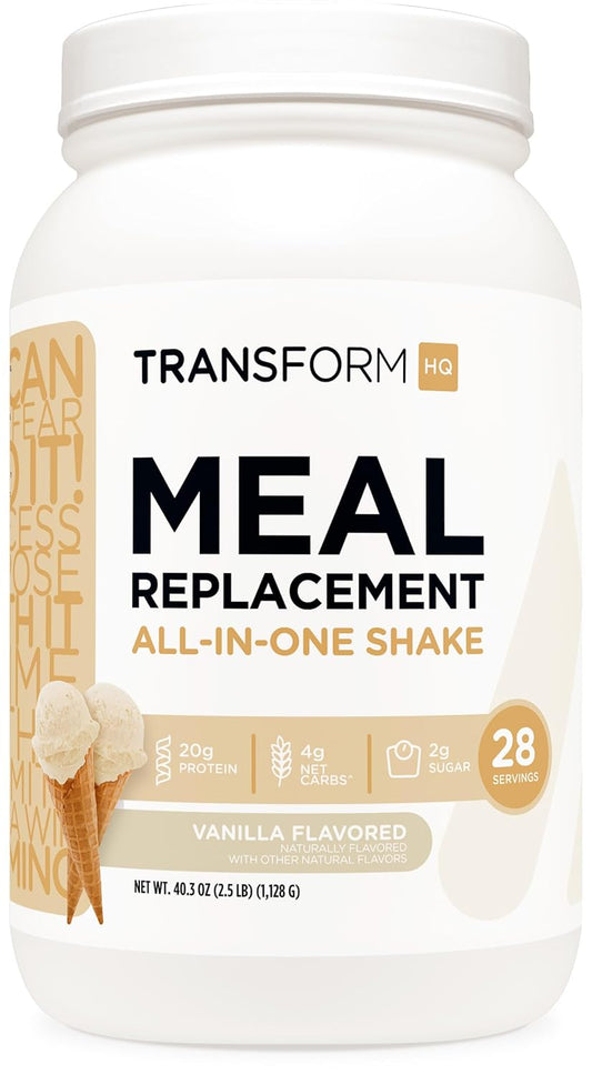 TransformHQ Meal Replacement Shake Powder 28 Servings (Vanilla) - Gluten Free, Non-GMO