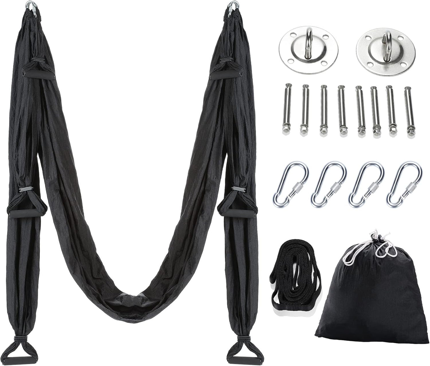 ZELUS Aerial Yoga Swing Sling Strong Yoga Hammock Kit Set Trapeze Inversion Equipment Include 2 Extensions Straps and Ceiling Mounting Kit