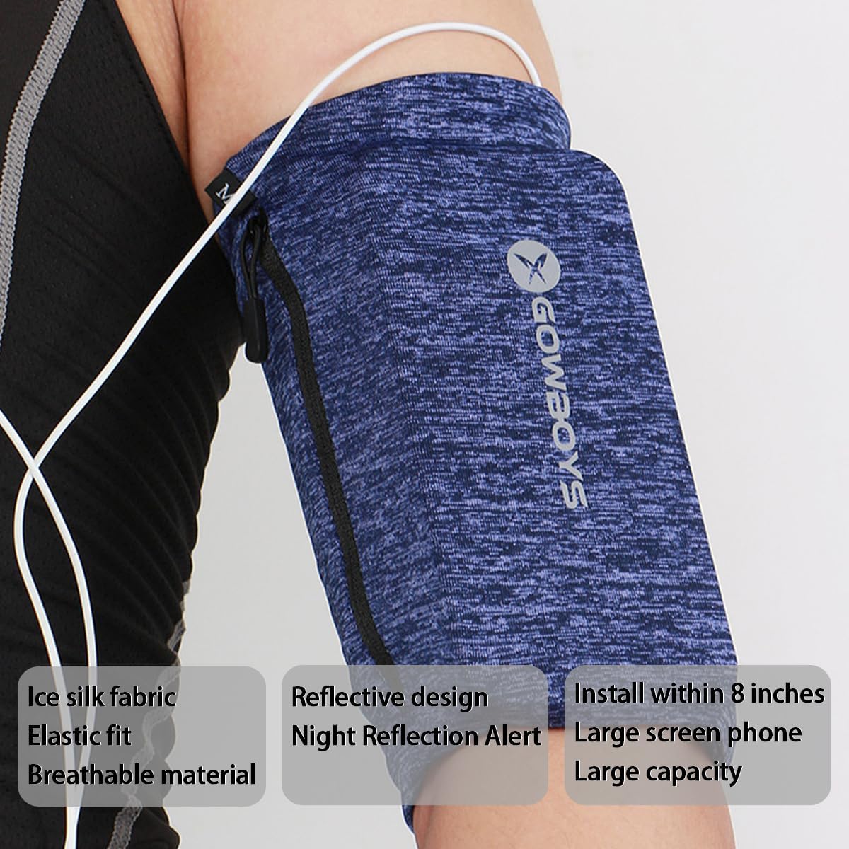 Running Phone Armband for Men Women,Universal Arm Bands for Phones Below 8 Inches,Waterproof Cell Phone Armband for Hiking,Running,Cycling,Climbing(Blue S)