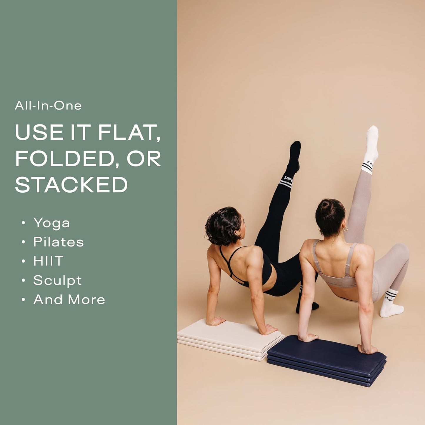 Foldable Multi-Purpose Fitness & Yoga/Pilates Mat, Workout Mat with Non-Slip Surface, Portable & Lightweight, For Studio or Home Use, As Seen on Shark Tank