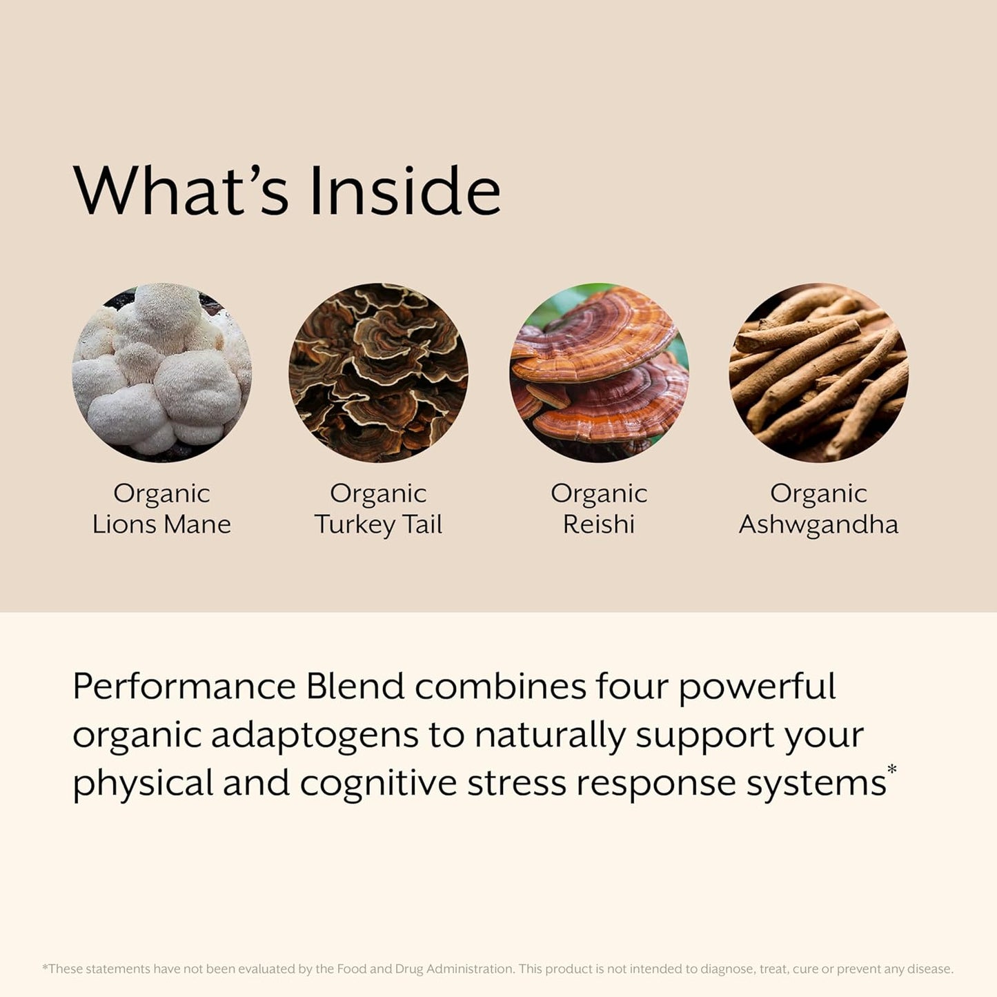 Promix Adaptogens Mushroom Coffee Supplement Powder - with Organic Ashwagandha, Lion’s Mane, Turkey Tail & Reishi - 60 Servings