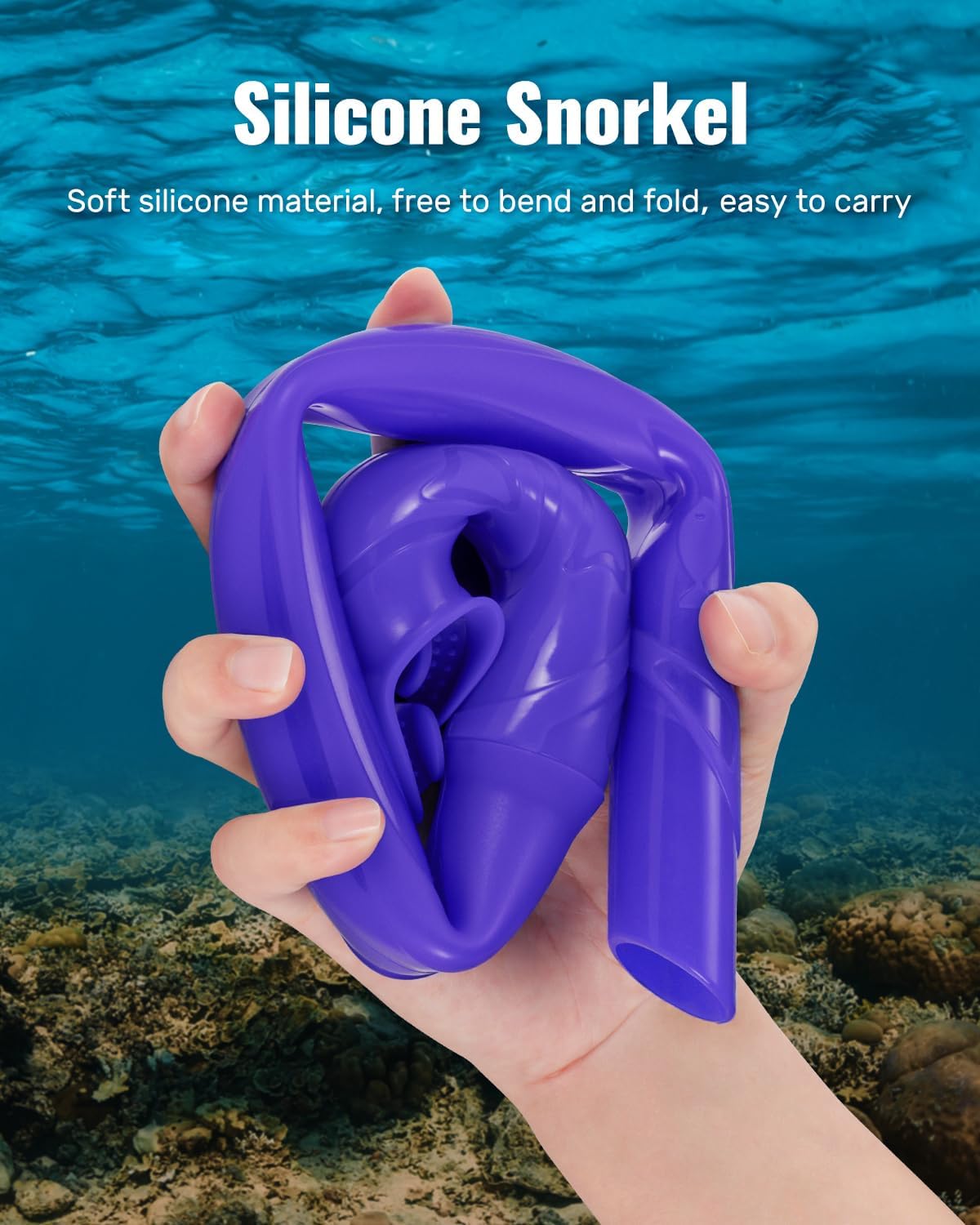 W WSTOO Adults Diving Snorkel Breathing Tube Silicone Flexible Foldable Snorkel Anti-Drop for Freediving Swim Training,Diving and Scuba Diving,Easy to Carry for Travel