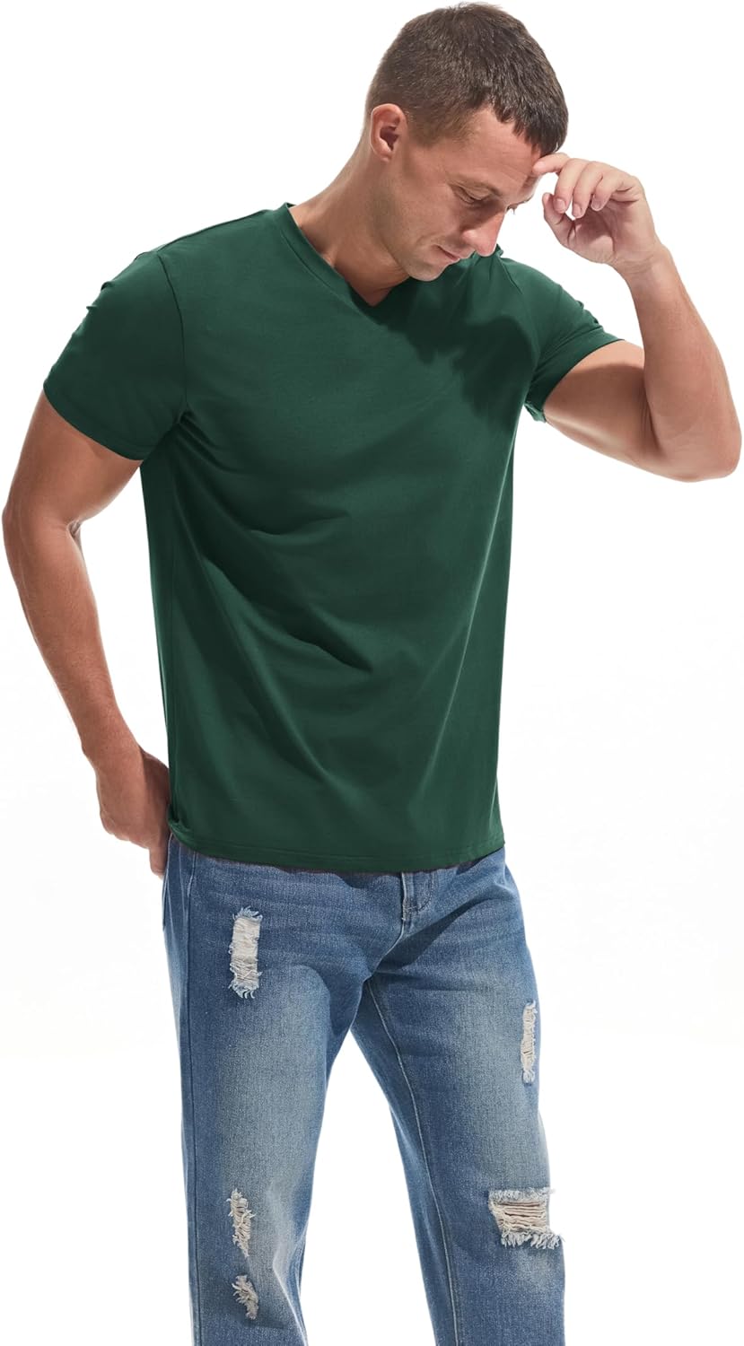 VEIISAR Premium V Neck T Shirts for Men - Modern Fitted Tees Vneck Undershirts