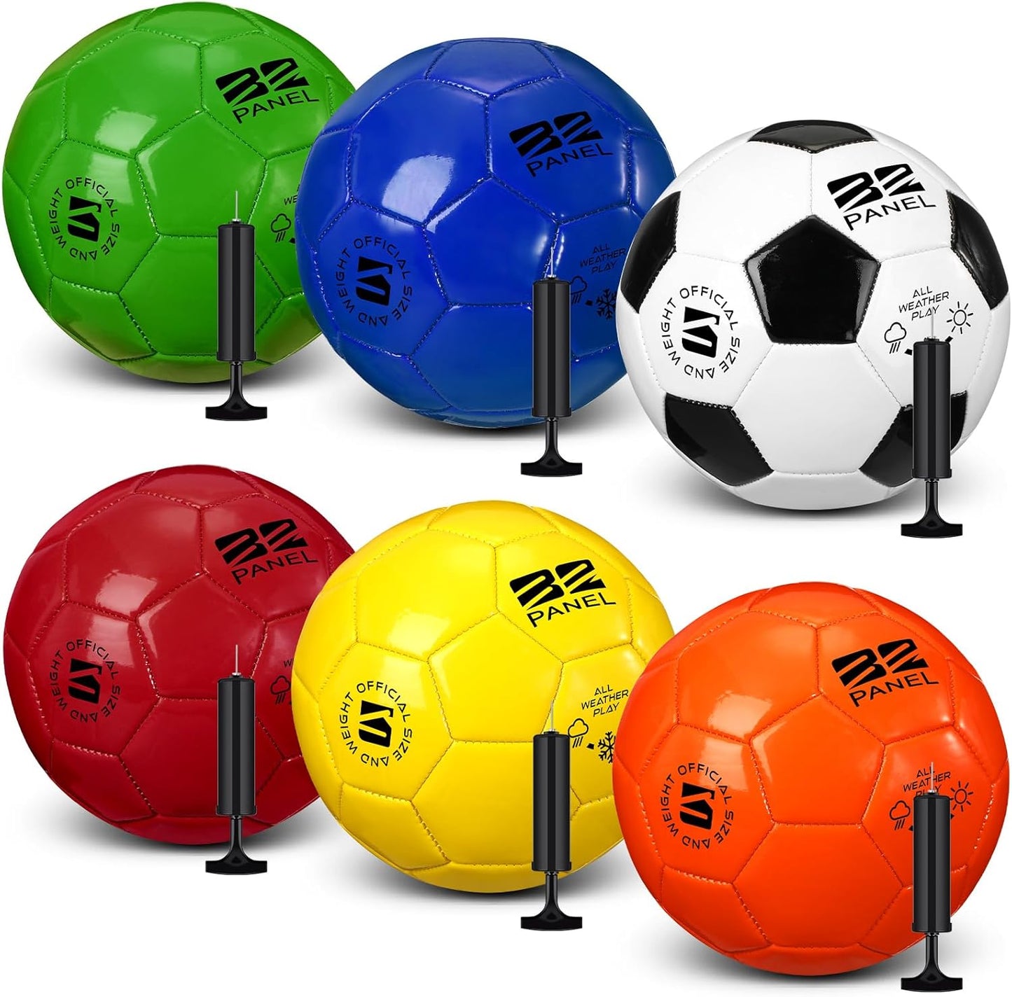 Deflated Soccer Balls with Pump Bulk Outdoor and Indoor Training Practice Soccer Ball Machine Stitched for Sports Birthday Gift Party Supplies