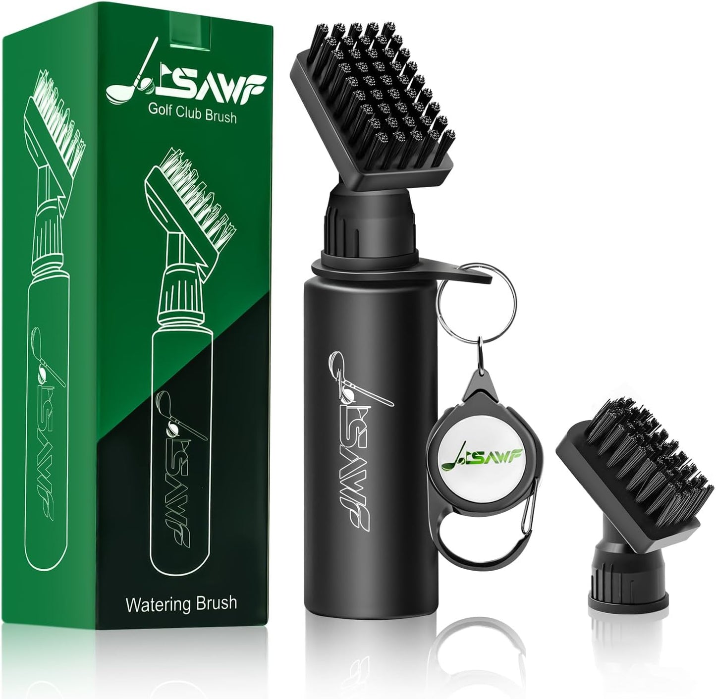 JOISAWF Golf Club Cleaner Brush with Water - 7.5” Pro Golf Groove Cleaner, Leak-Proof Design, 4 Oz Water Bottle & Retainer Clip - Essential Golf Accessories for Men & Women