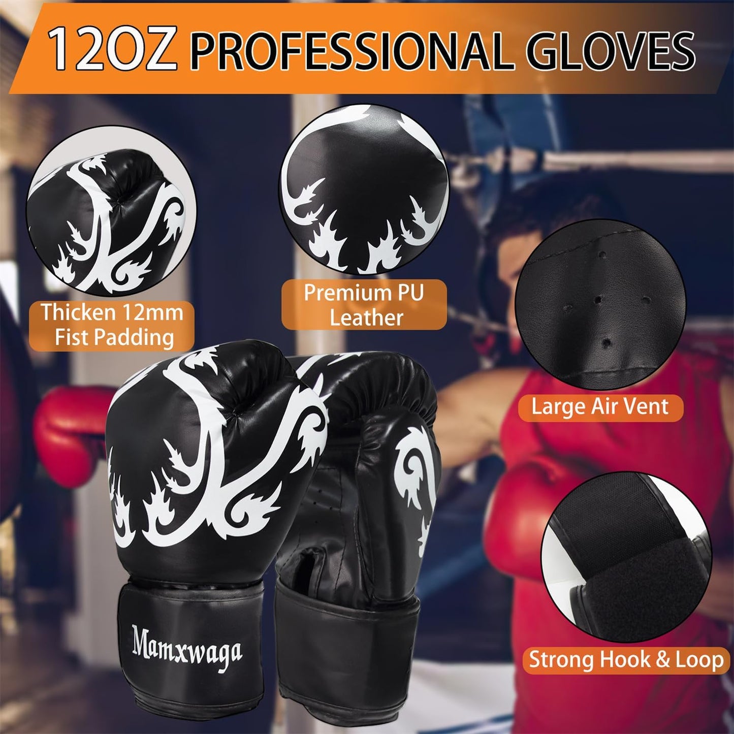 4FT Canvas Punching Bag for Adults, 2025 Upgraded Boxing Heavy Bag with 12oz Gloves for Kickboxing Muay Thai Max Load-Bearing 180 Lbs(Unfilled)