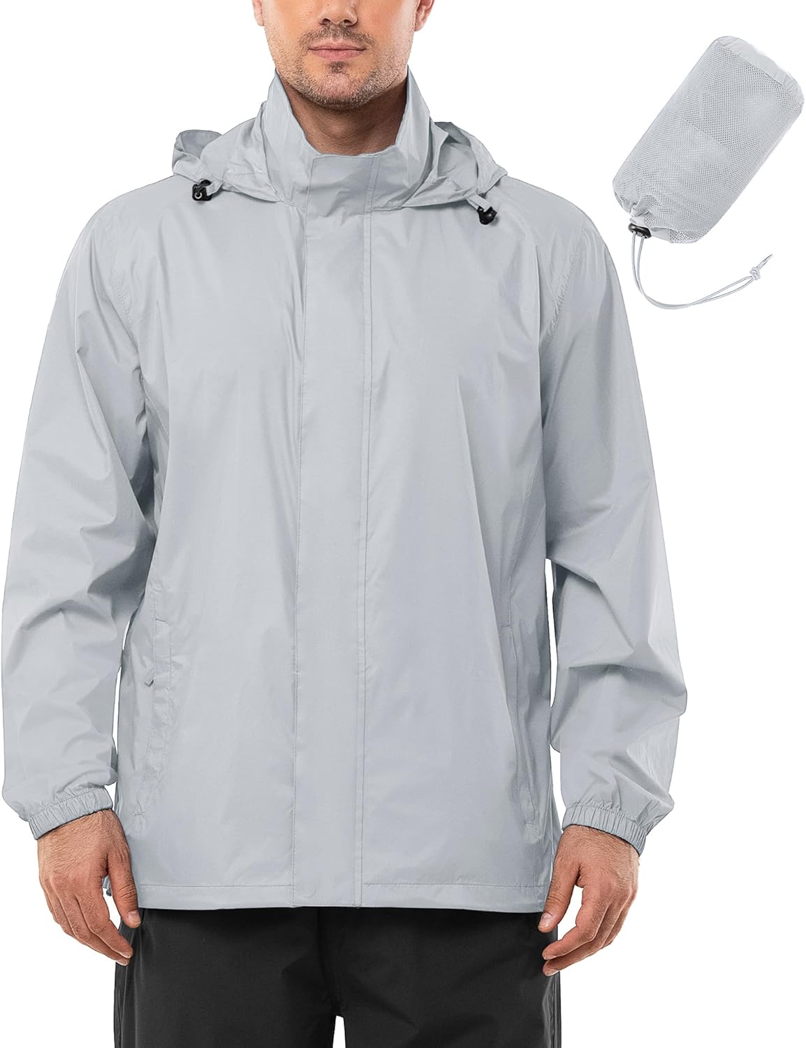 Outdoor Ventures Men's Rain Jacket Waterproof Lightweight Packable Rain Shell Raincoat with Hood for Golf Hiking Travel