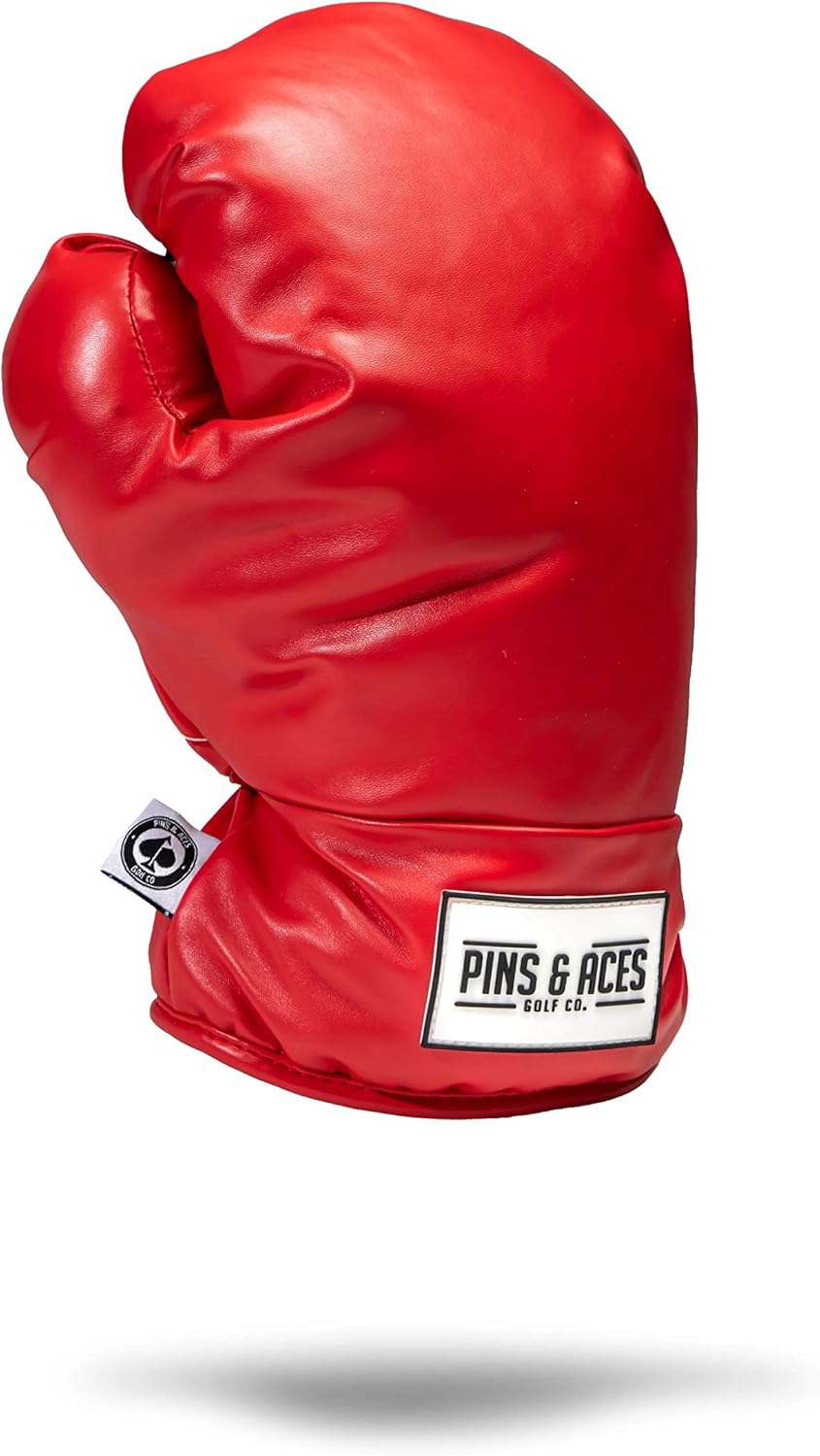 Pins & Aces Boxing Glove Driver Head Cover - Premium, Hand-Made Classic Boxing Glove 1W Headcover - Funny, Tour Quality Golf Club Cover - Style and Customize Your Golf Bag