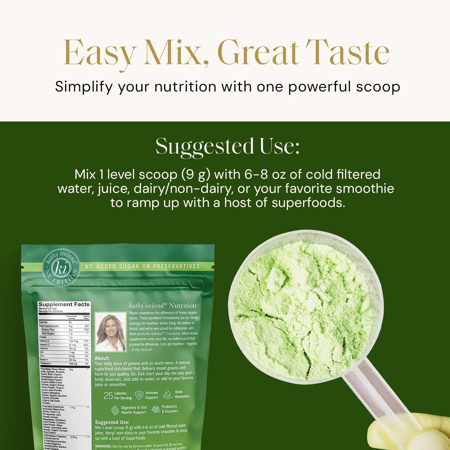 Plant Based Super Greens Powder Mix, Pineapple, 9.5oz