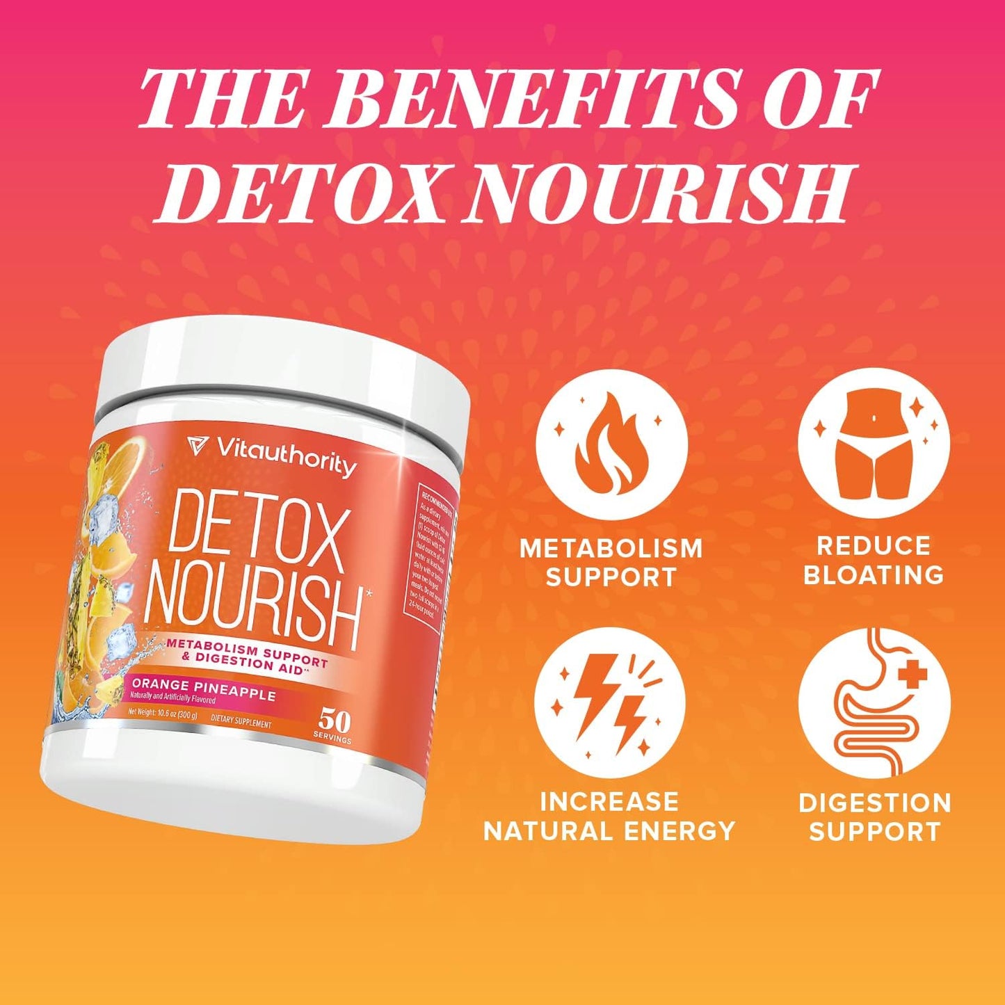 Nourishing Gut Cleanse and Detox Powder - Invigorating Gut Health Powder Detox Drink with Apple Cider Vinegar and Digestive Enzymes for Better Energy Digestion and Bloating Relief for Women and Men