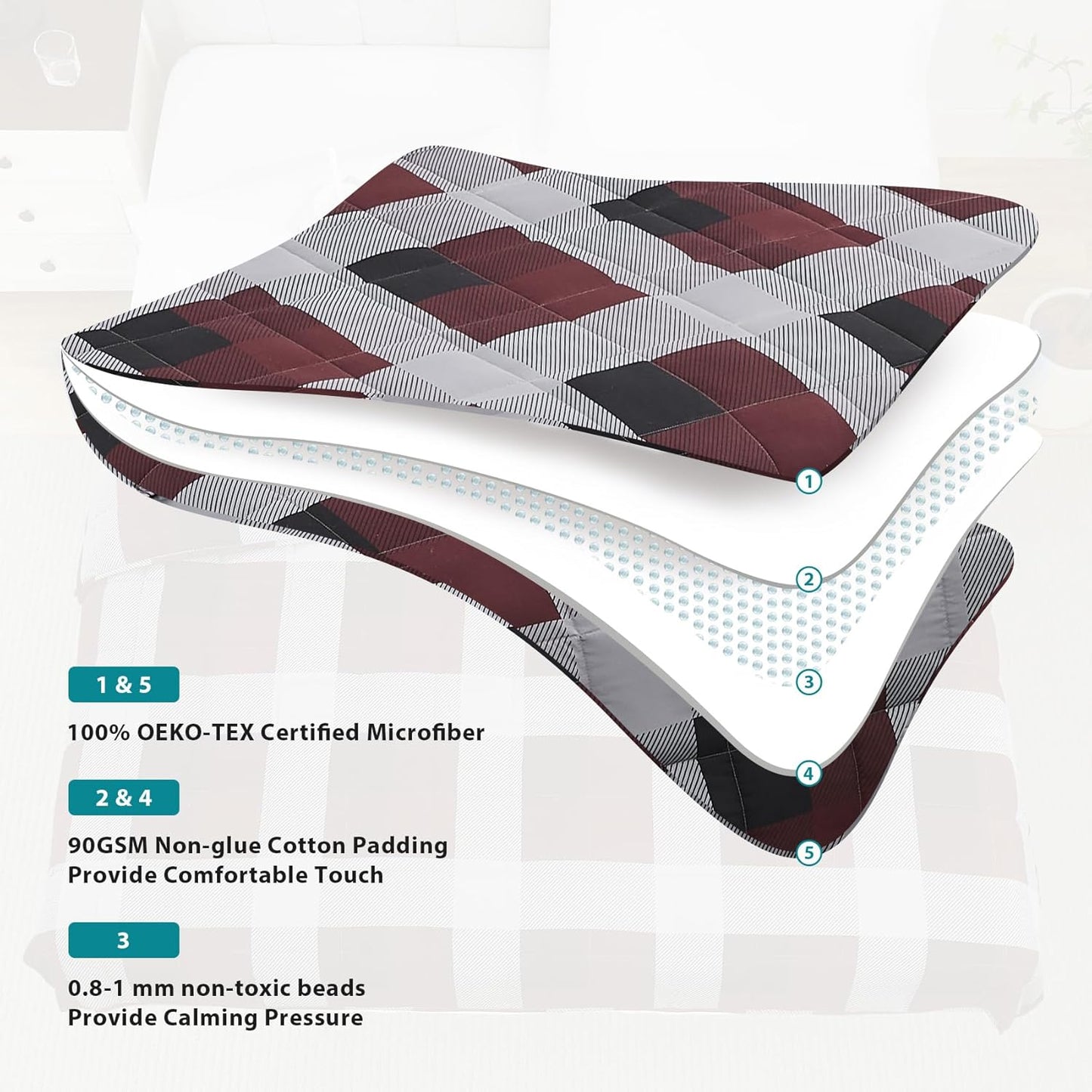 L'AGRATY Weighted Blanket - 60"x80" 25lbs Cooling Breathable Heavy Blanket Microfiber Material with Glass Beads Big Blanket for Adult All-season Summer Fall Winter Soft Thick Comfort Blanket