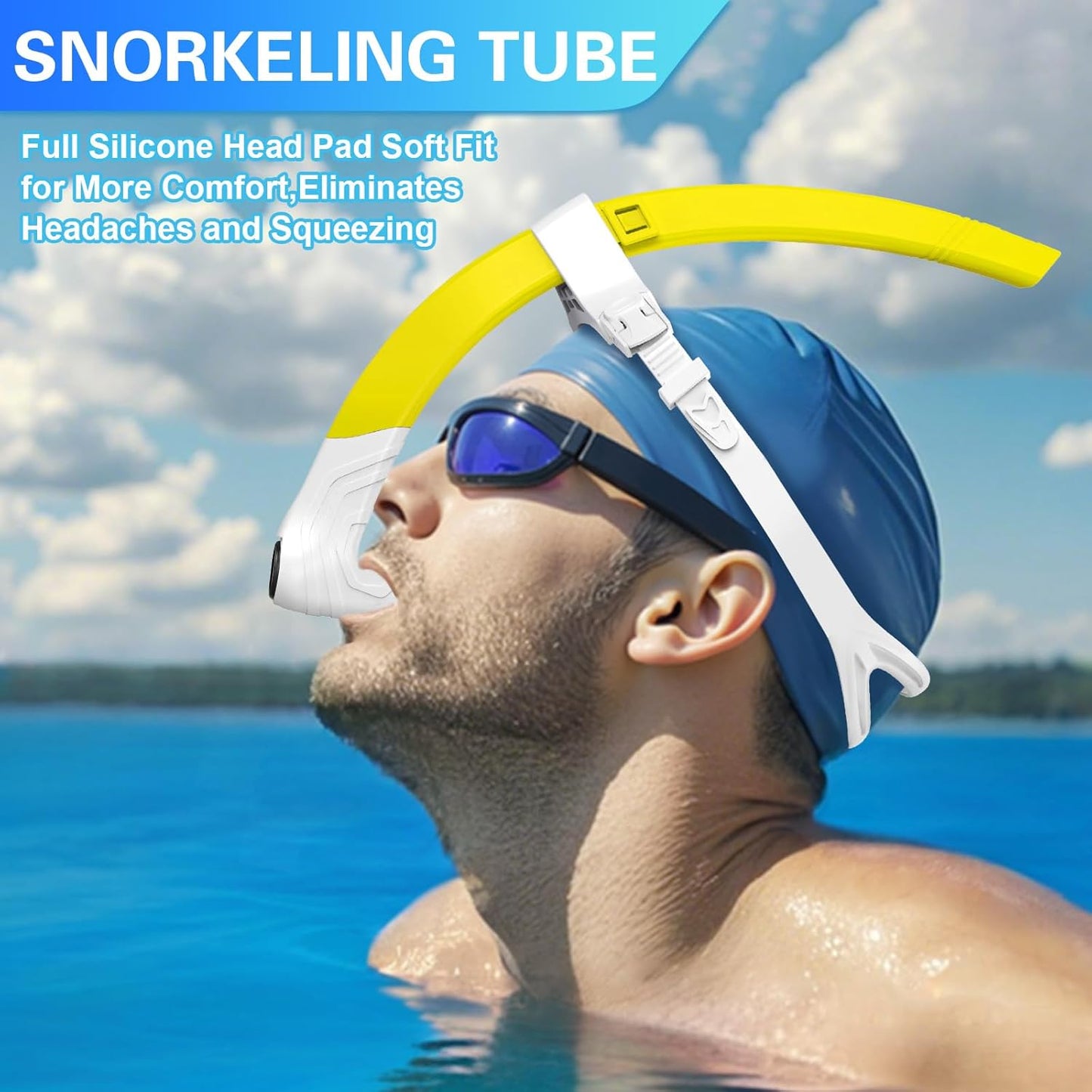 Greatever Detachable Portable Snorkel for Lap Swimming Unisex-Adult Silicone Adjustable Headband One Way Exhaust Valve