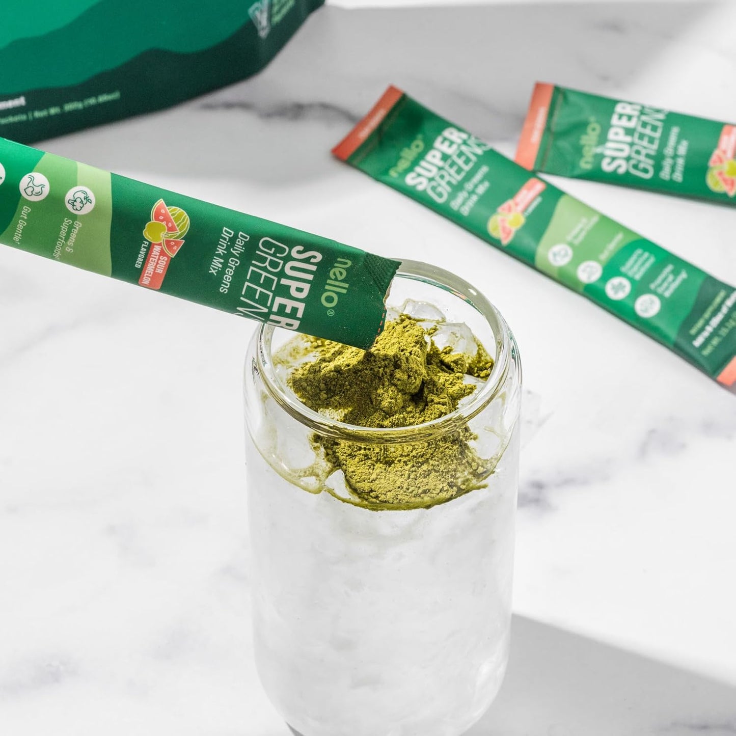 Supergreens Premium Superfood Greens Drink Mix w/Chlorella, Moringa, Spinach & Broccoli + Digestive Enzymes & Probiotic Blend -Nutrient-Packed Powder (Sour Watermelon 20 SRV, Travel Pack)