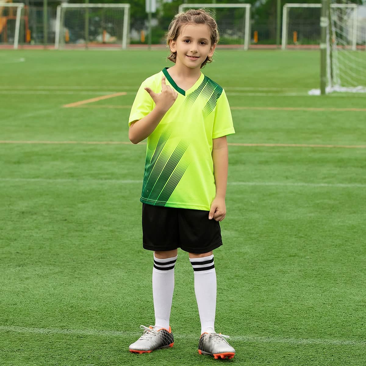 JABASIC Kids Outdoor Soccer Cleats Athletic Firm Ground Football Shoes