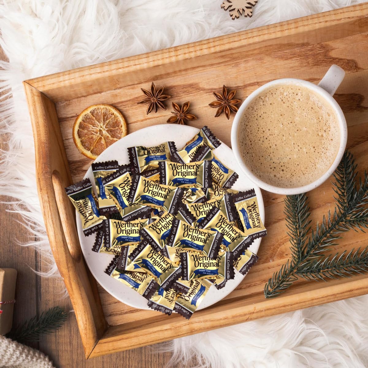 Werther's Original Hard Sugar Free Coffee Caramel Candy, Individually Wrapped Healthy Sweet Coffee Caramel Bites for Guilt-Free Pleasure, Melts in Your Mouth in a Satisfying Creamy Way, 1lb (Correct Sugarfree Ingredients in Listing)