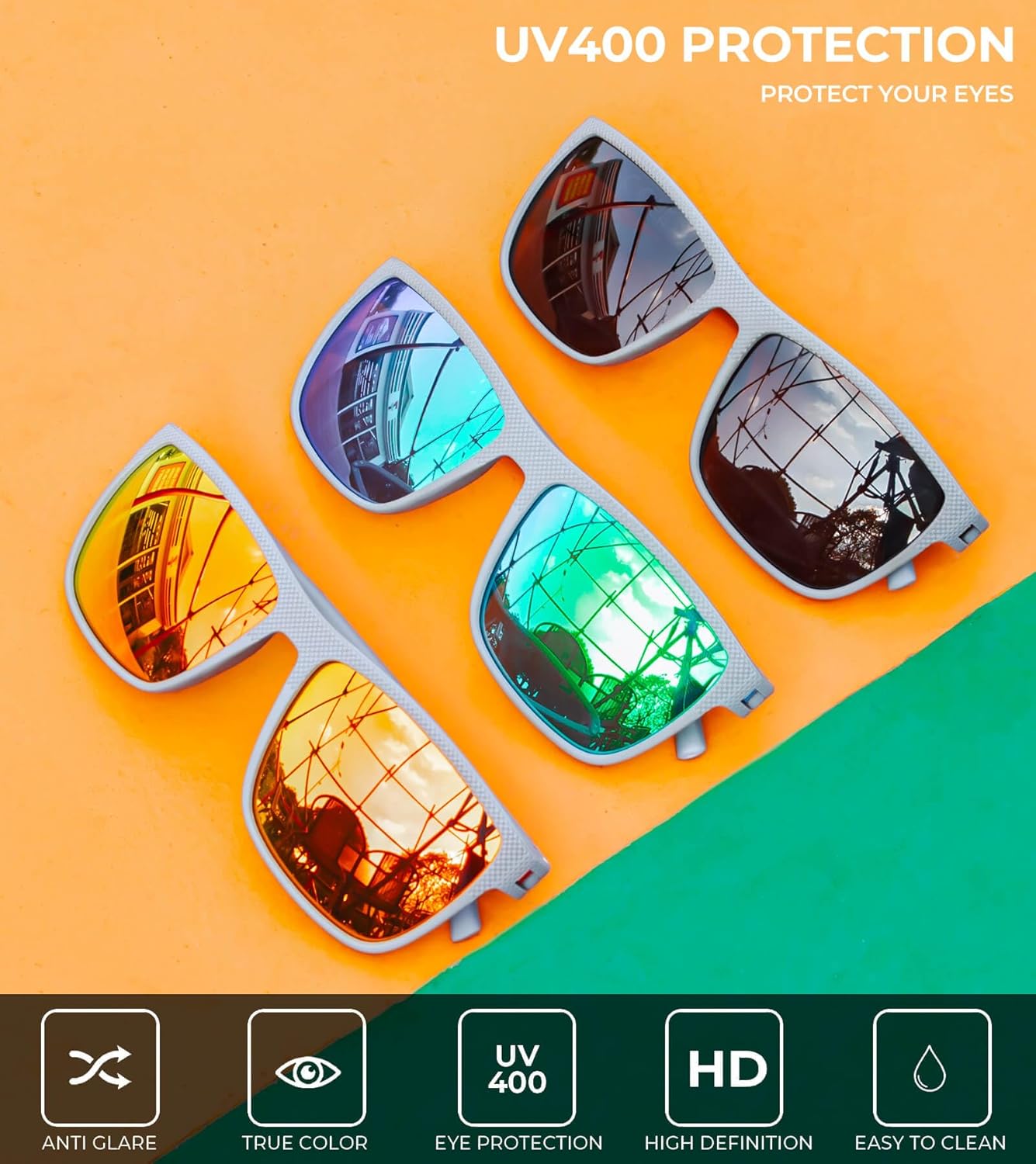 KALIYADI Polarized Sunglasses for Men, Lightweight Sun Glasses with UV Protection for Driving Fishing Golf