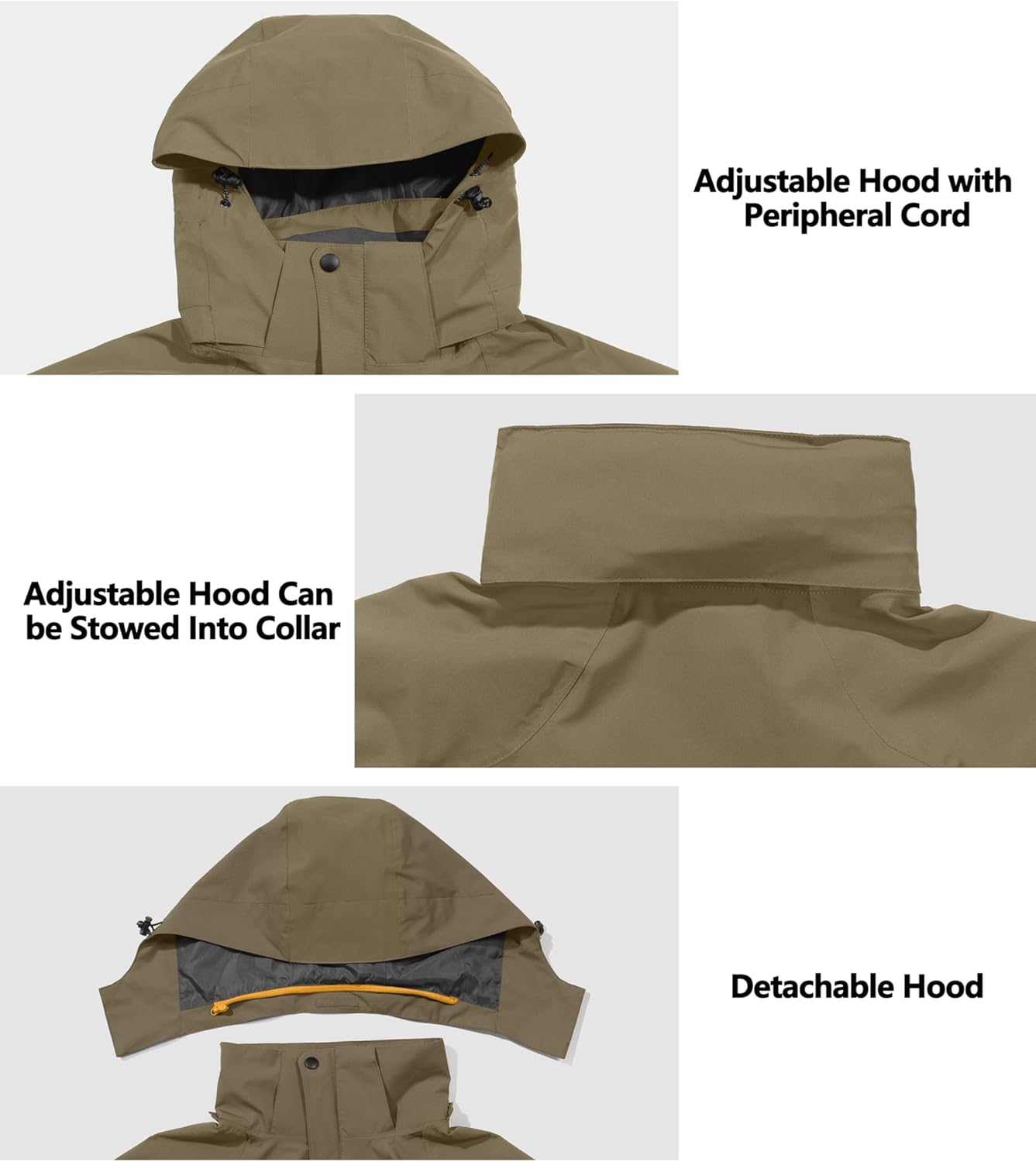 Little Donkey Andy Men's Waterproof Rain Jacket Outdoor Lightweight Hooded Raincoat for Hiking Golf Travel Fishing