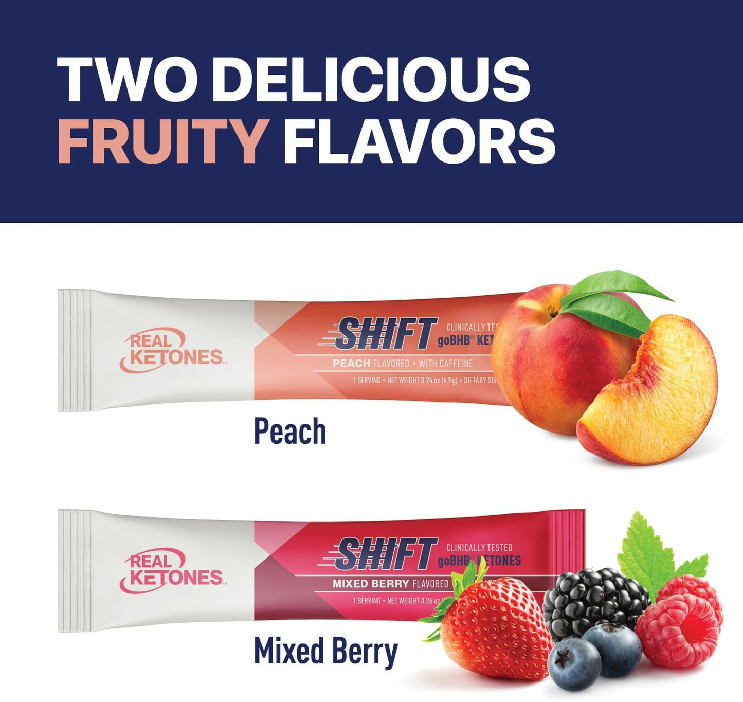 Real Ketones BHB Exogenous Ketones Drink Mix Packets Keto Electrolytes Powder Packets No Sugar with 4 Main Fasting Electrolytes Plus Hydrating Patented Keto BHB - 7 Count Peach, Mixed Berry