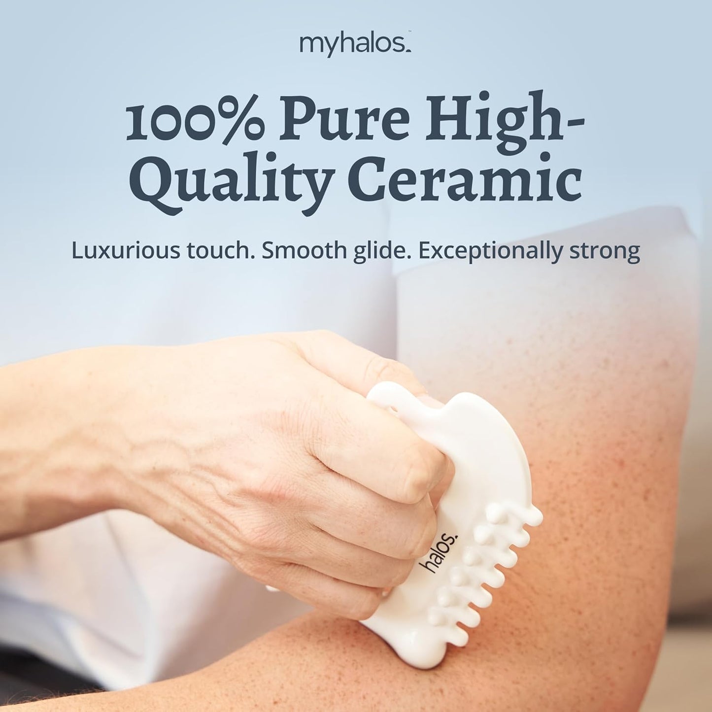 MyHalos 6-in-1 Ceramic Body Gua Sha Facial Tools - Lymphatic Drainage Tool, Face Sculpting Tool & Acupressure tool - Body Guasha, Trigger Point Massage Tool for Fascia Massage and Cellulite