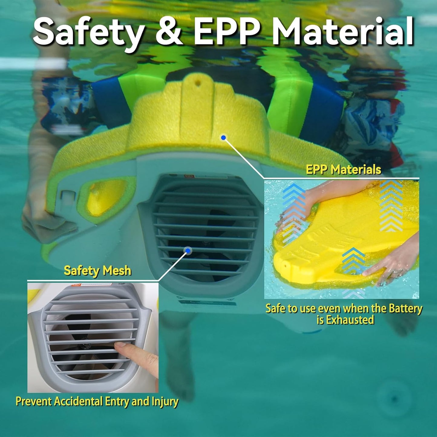 Electric Swimming Kickboard for Kids – 2-in-1 Water Jet & Propeller, Water Scooter Float Board for Swim Training, 6.1kgf Thrust, 24V/4.6Ah Battery, 45 Min Runtime, Load 198 lbs, Summer Pool Toy