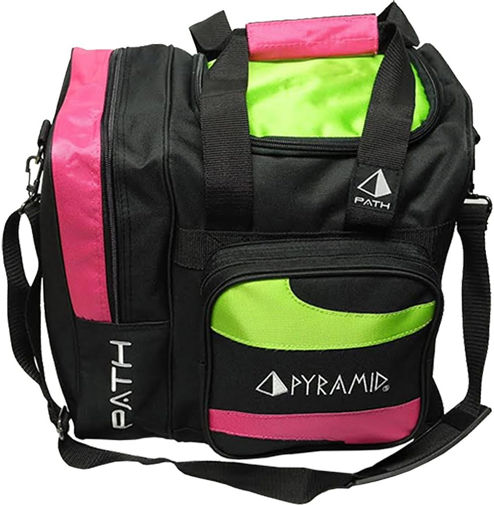 Pyramid Path Deluxe Single Tote Bowling Bag with Large Separate Compartment for Bowling Shoes (Up To US Mens Size 15) or Accessories - Holds One Bowling Ball