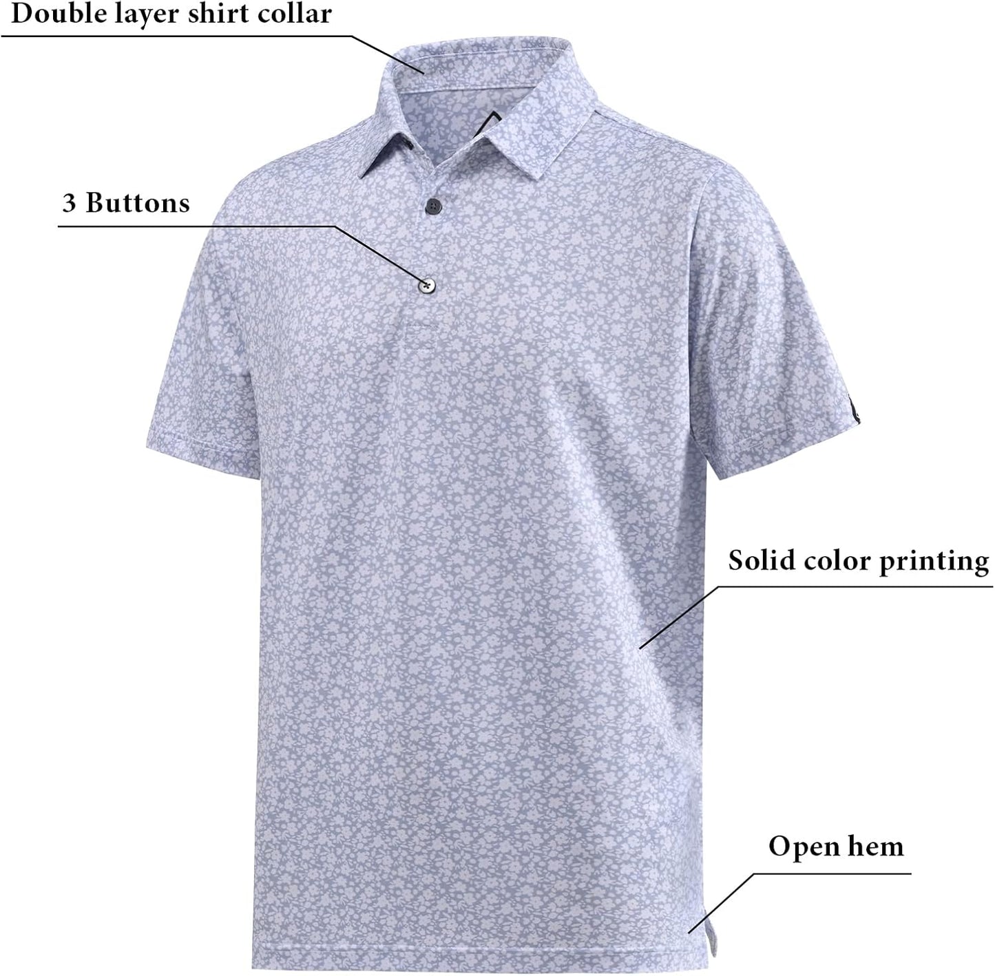 DEOLAX Mens Polo Shirts Fashion Print Mens Golf Shirt Dry Fit Mens Golf Polo Short Sleeve Quick Dry Funny Golf Shirt for Men