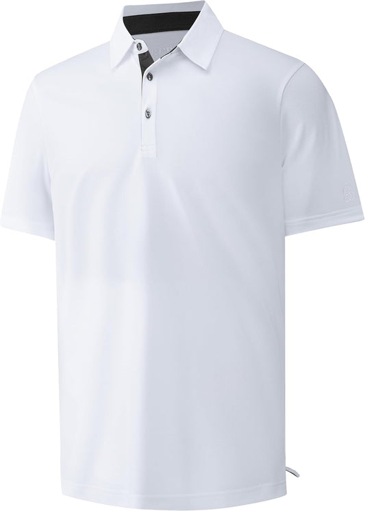 Mens Golf Shirt Short Sleeve Moisture Wicking Dry Fit Performance Solid Casual Pique Collared Golf Polo Shirts for Men