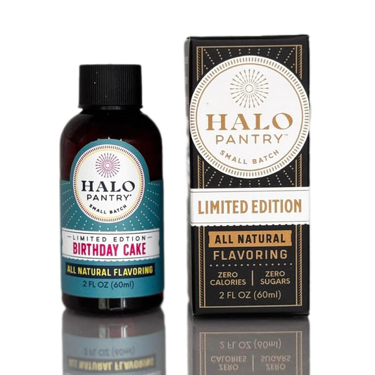 Natural BIRTHDAY CAKE Flavoring extract by HALO PANTRY (2oz) | Sugar-Free, Dye-Free/Colorless, Dairy-Free, Gluten-Free, NO Sweeteners, NO Calories | Perfect for customizing ANY baking, candy, dessert or drink recipes (Pack of 1)