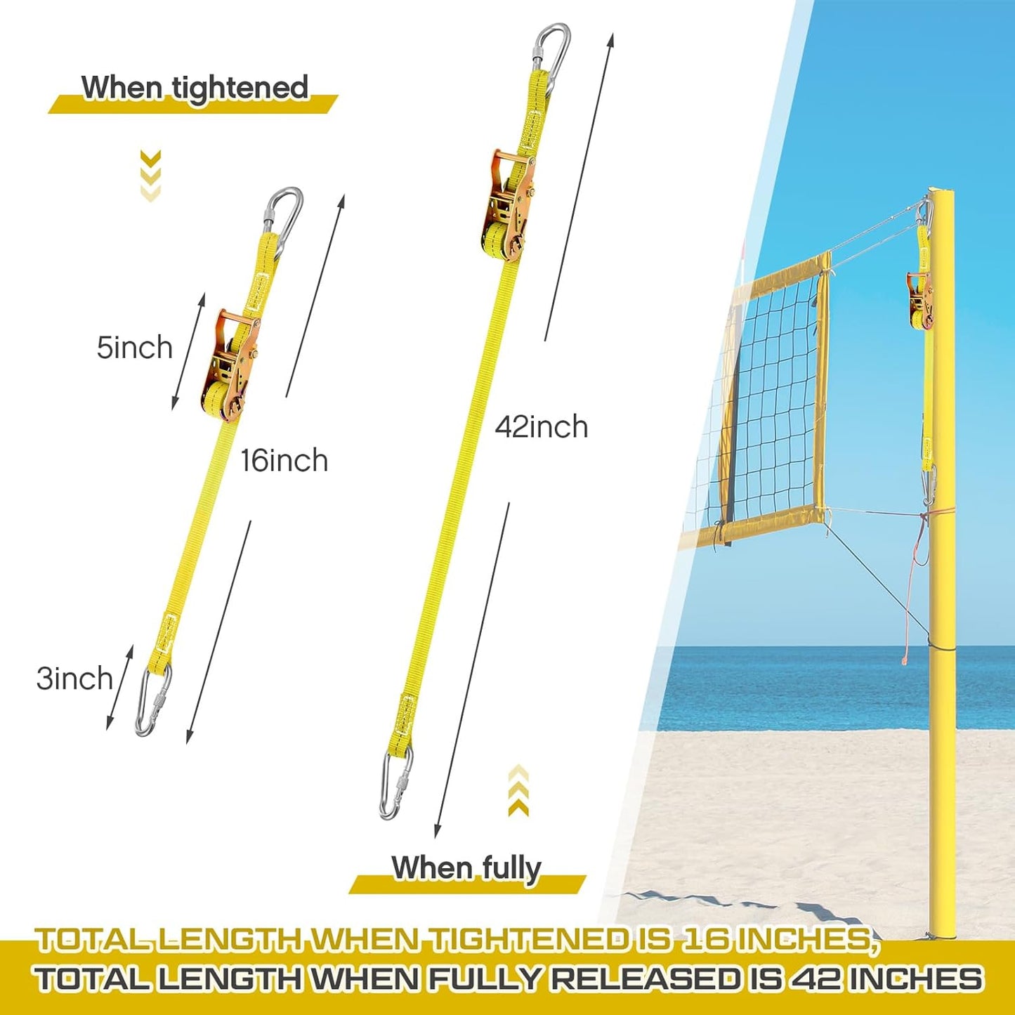2 Pcs Volleyball Net Ratchet Strap Heavy Duty Net Tensioning Lever Ratchet Volleyball Poles Rope Tightener