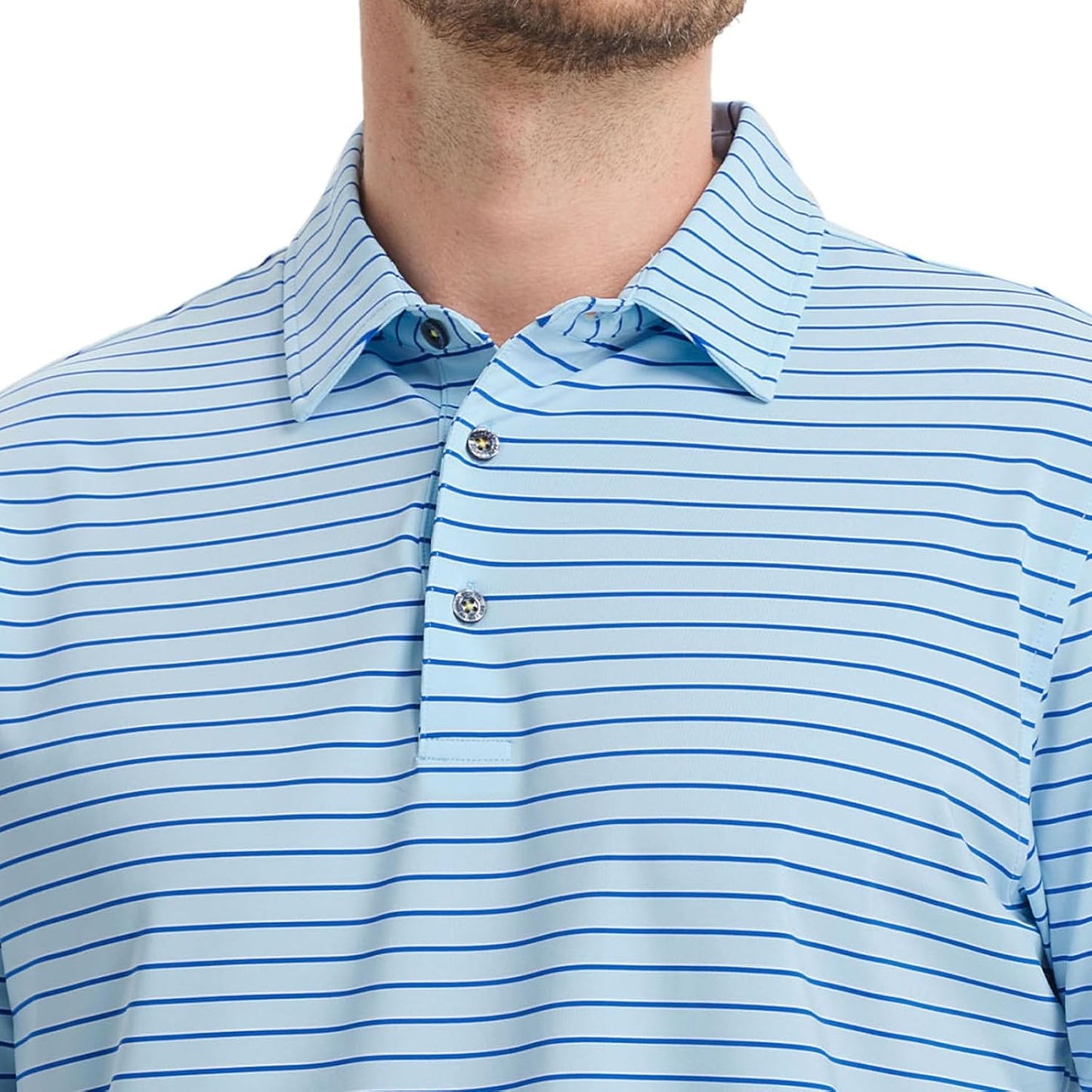 M MAELREG Golf Shirts for Men Moisture Wicking Striped Polo Performance Dry Fit Business Sports Mens Polo Shirts Short Sleeve