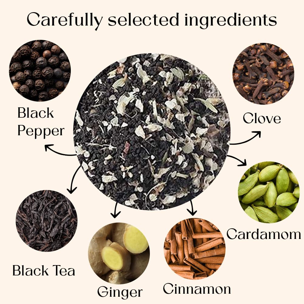 Blendart India's Original Masala Chai Tea bags 50 Count | Eco- Conscious Tea Bags | Premium Assam Black Tea | Ginger and Cardamom Flavour | Whole Loose leaf Tea bags | Indian Spiced Chai Tea Bags