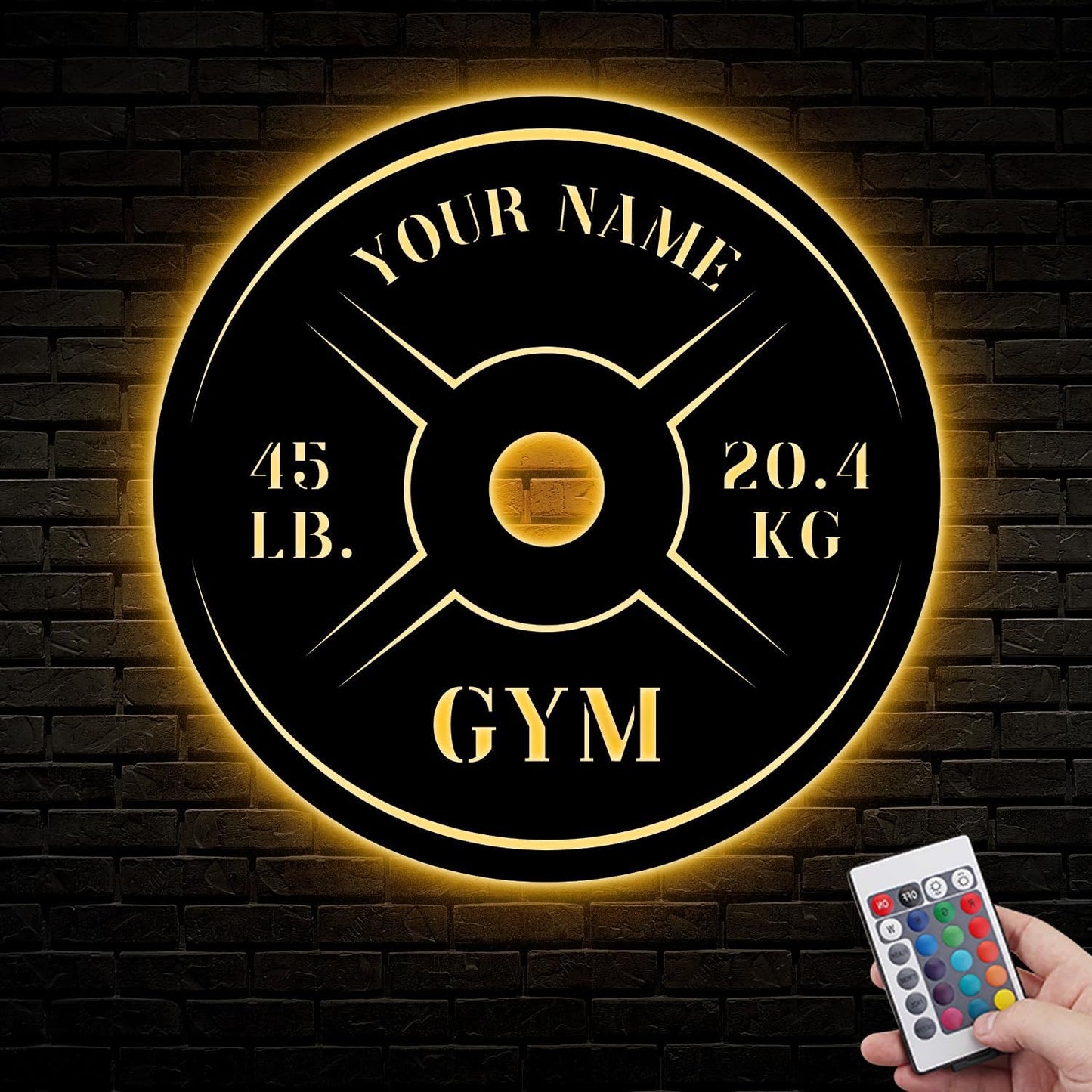 Personalized Home Gym LED Tin Metal Sign Multiple Sizes, Weight Lifting Exercise Workout Room Training Fitness Center Motivational Inspirational Quotes Decor Wall Art Hanging Accessories (06 LED)