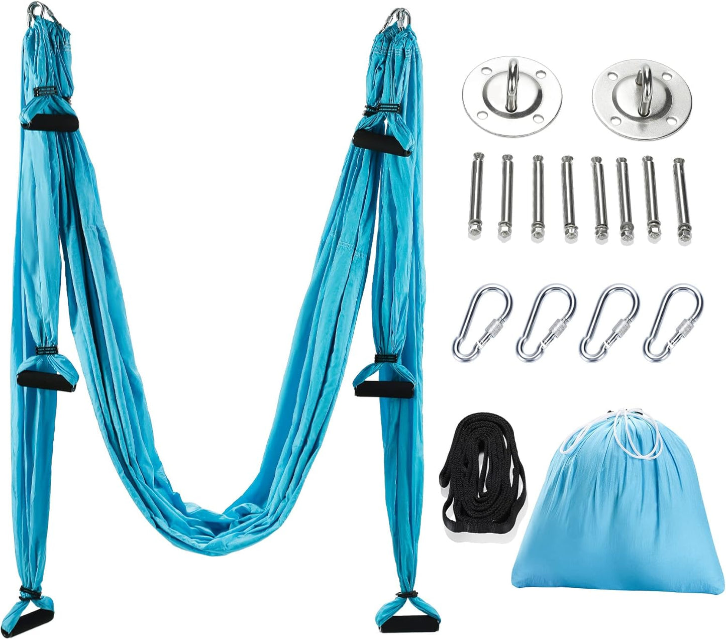 ZELUS Aerial Yoga Swing Sling Strong Yoga Hammock Kit Set Trapeze Inversion Equipment Include 2 Extensions Straps and Ceiling Mounting Kit