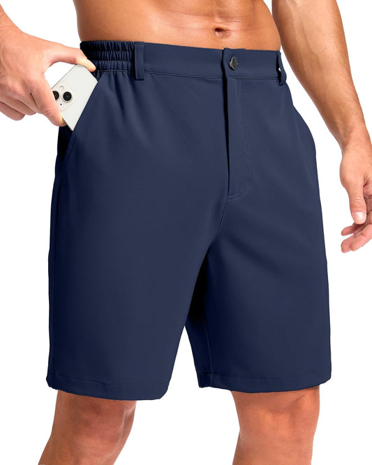 Pudolla Men's Casual Shorts 7"/9" Lightweight Golf Shorts with 3 Pockets Stretch Quick Dry Comfy Work Shorts