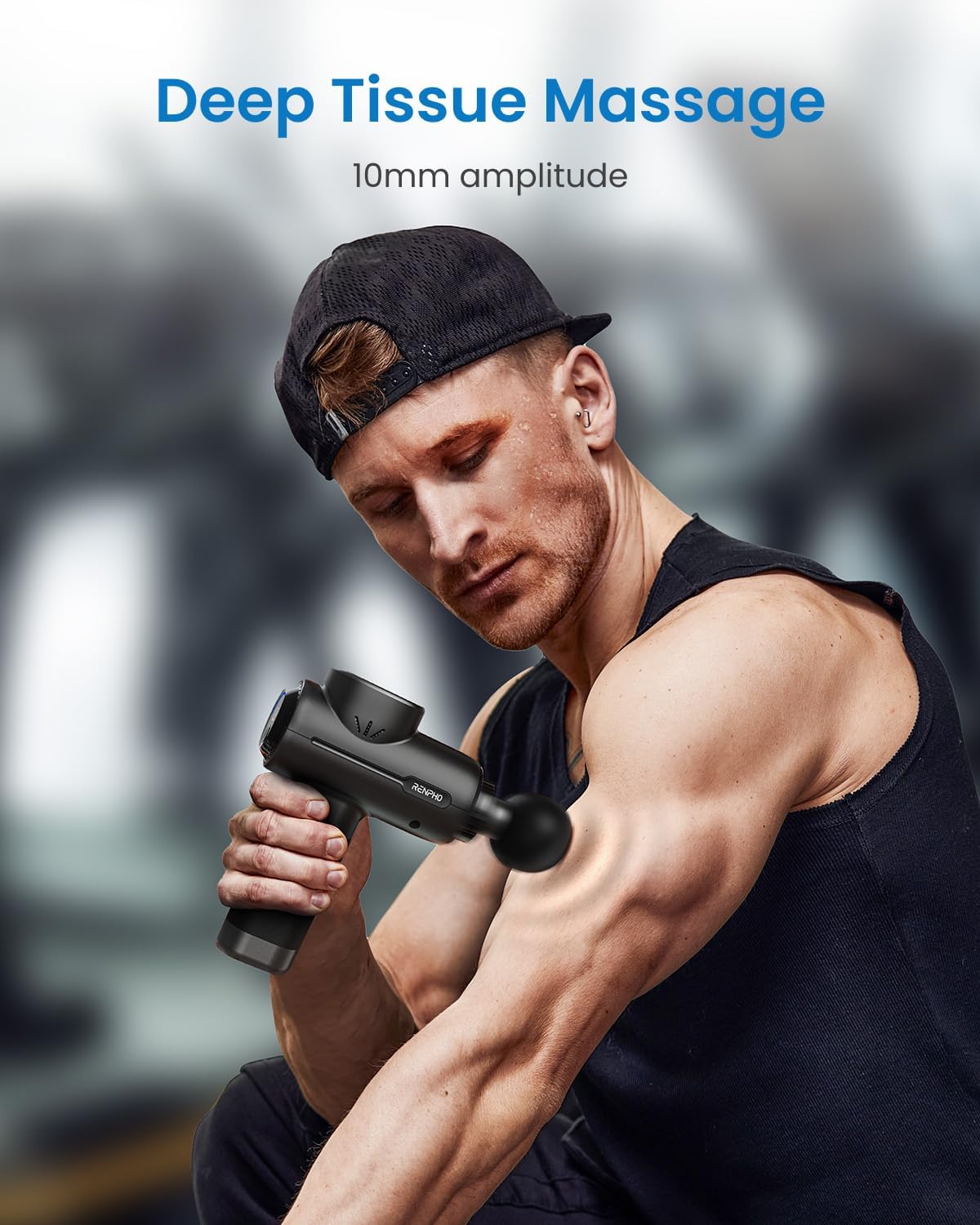 RENPHO Massage Gun Deep Tissue, Portable Percussion Muscle Massager with Bluetooth, Handheld Device for Back and Neck, Carry Case, Gifts for Men and Women