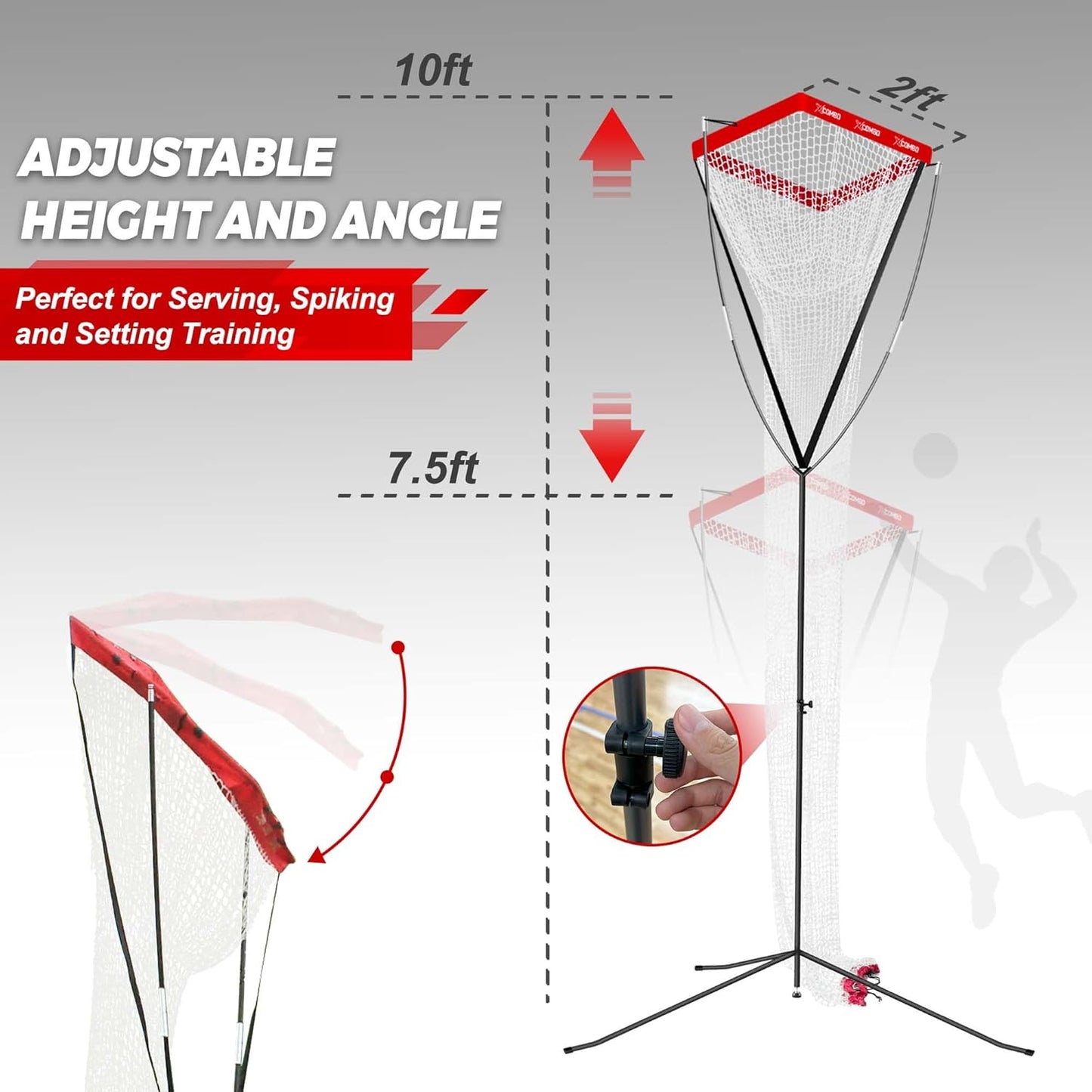 Volleyball Setter Trainer Net, Adjustable Height for Indoor and Outdoor Practice, Perfect for Serving, Spiking, and Setting Training Equipment