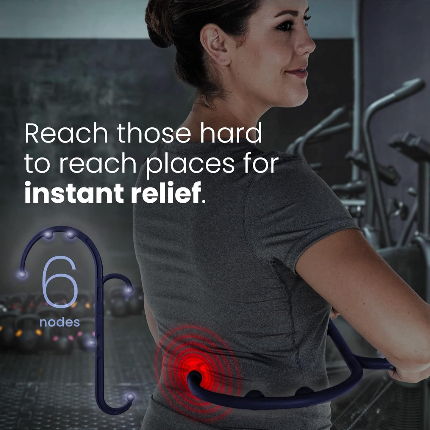 LiBa Back and Neck Massager - Trigger Point Massage Tools for Pain Relief and Manual Massage Hook Therapy Handheld Back Neck Shoulder Massager Navy - Gift for Women & Men