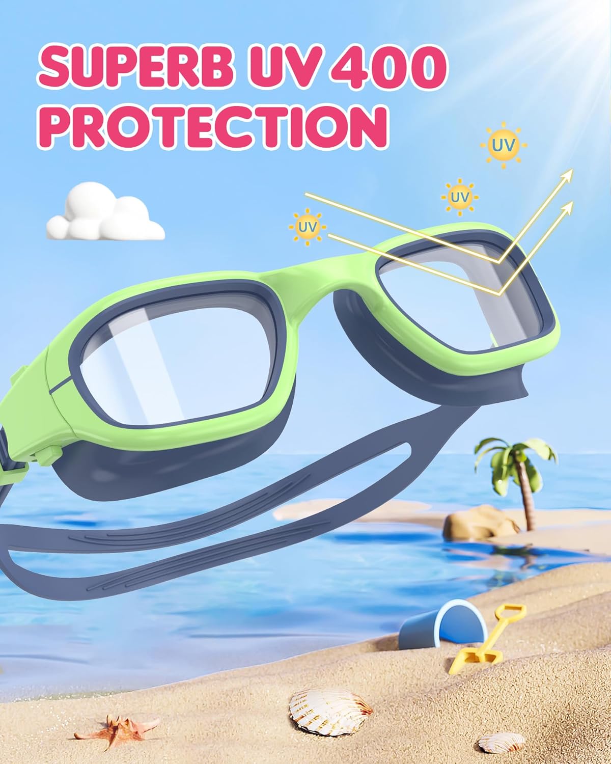 Kids Swim Goggles,Swimming Goggles for Kids 6-14, Anti-Fog UV Protection Pool Glasses for Boys Girls