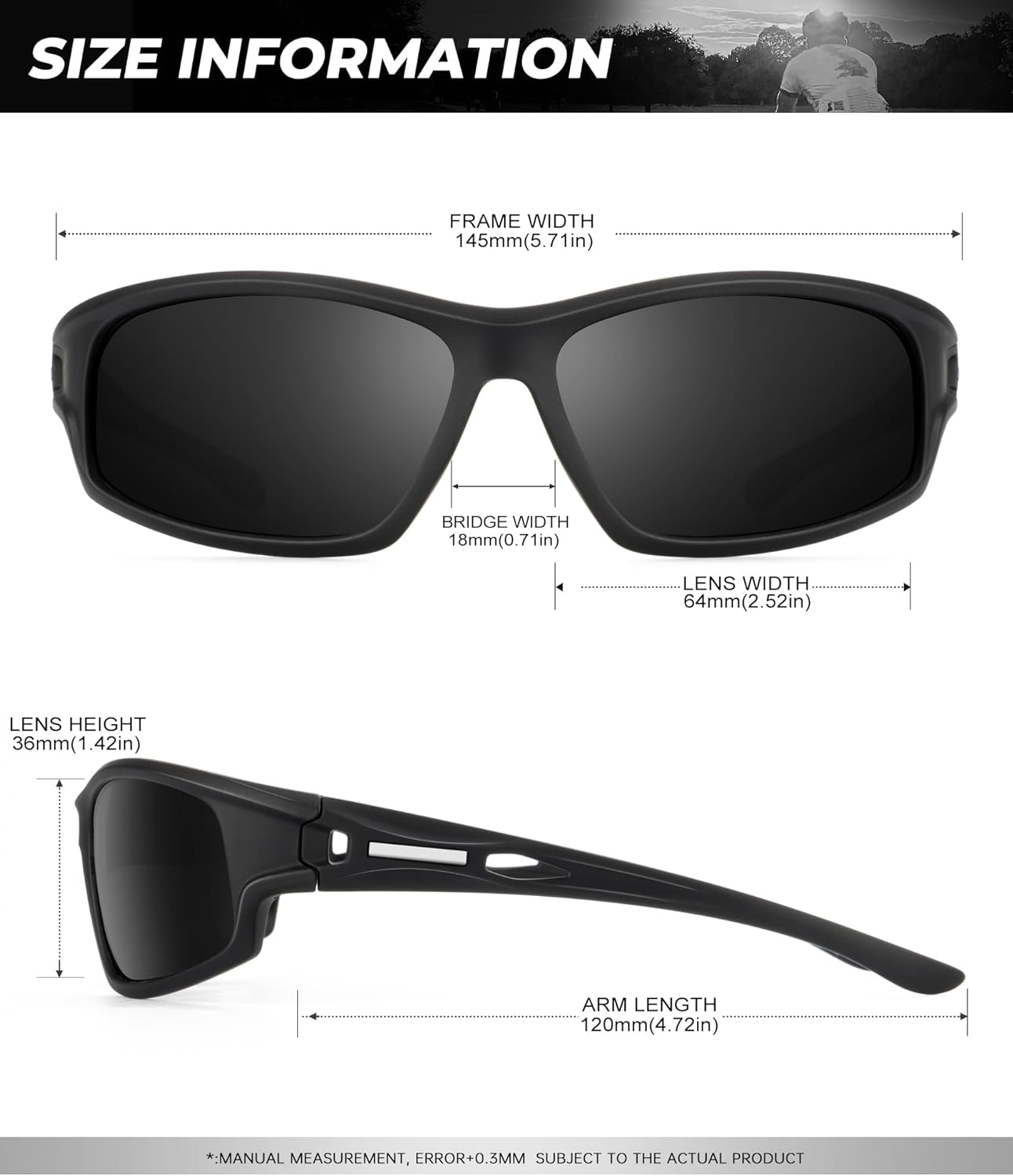 Polarized-Sunglasses-Men Sports Mens-Sunglasses: Sun-Glasses with UV400 Protection for Driving Golf Fishing Running