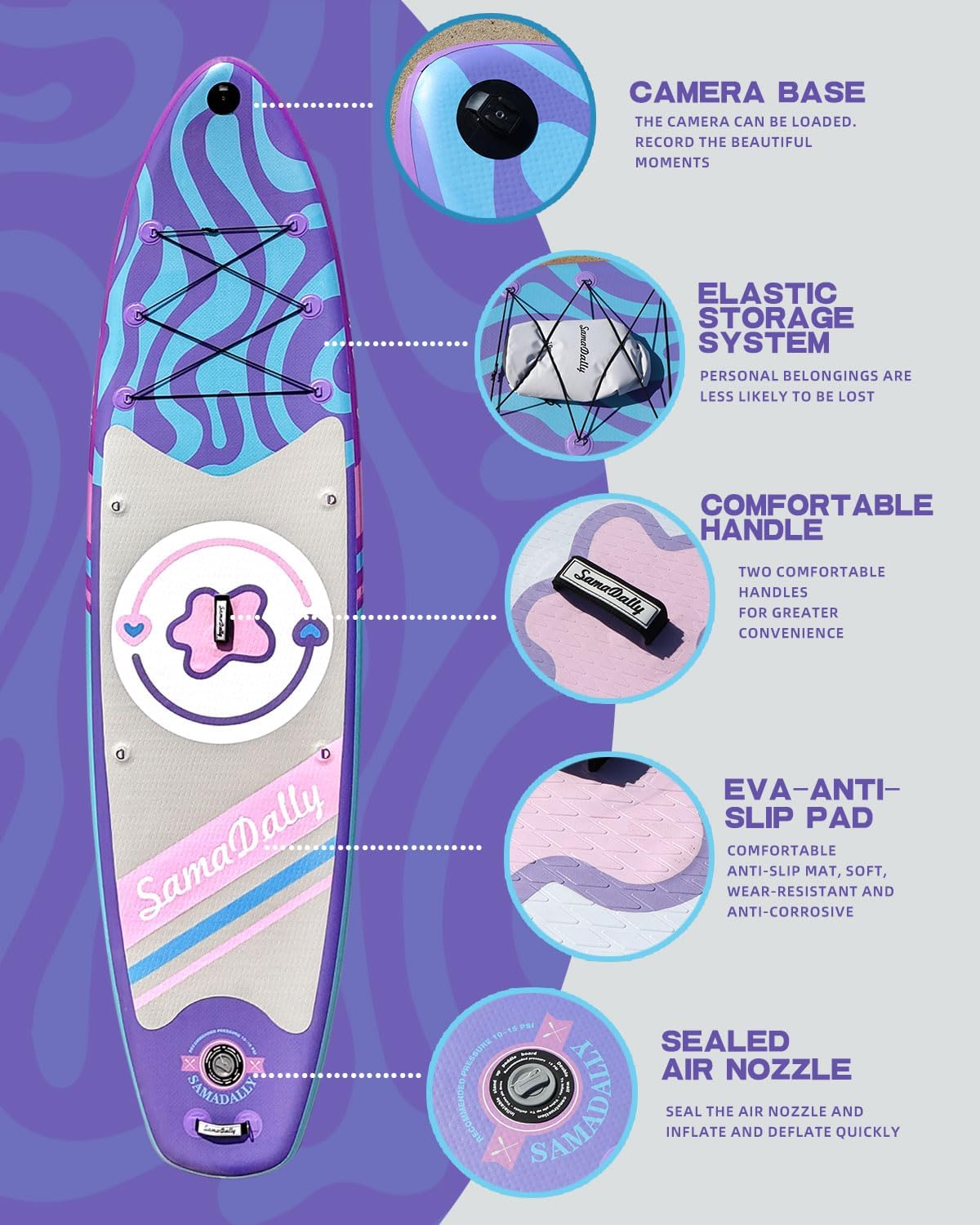 11'Stand Up Paddle Boards Surf Control with Premium SUP Board Accessories Backpack & Removable Fins, 34" Wide Inflatable Paddle Boards of All Skill Levels