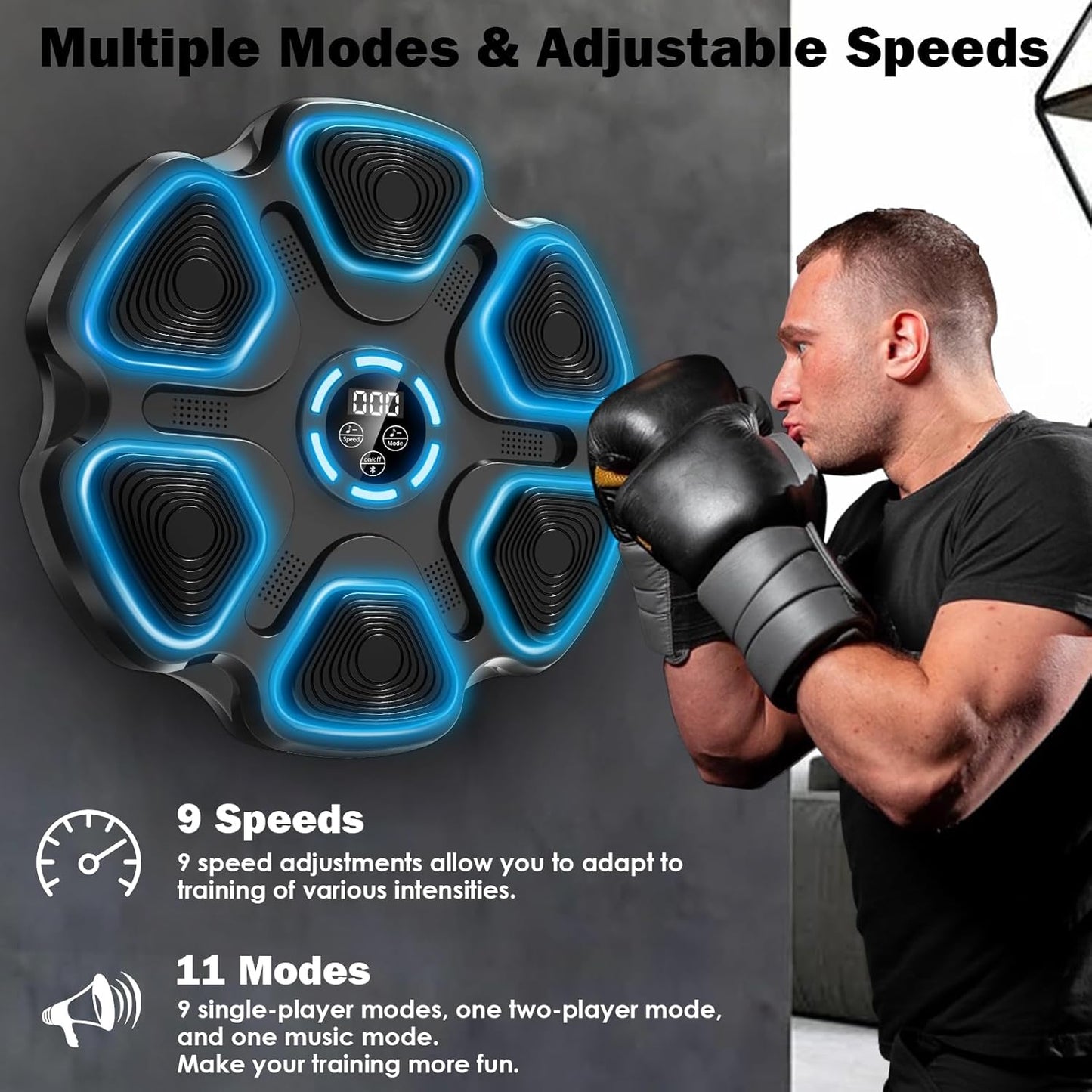 Music Boxing Machine, Large Size Music Punching Machine for Adults Kids, Interactive Boxing Target Wall Mounted with Gloves, Gift for Men