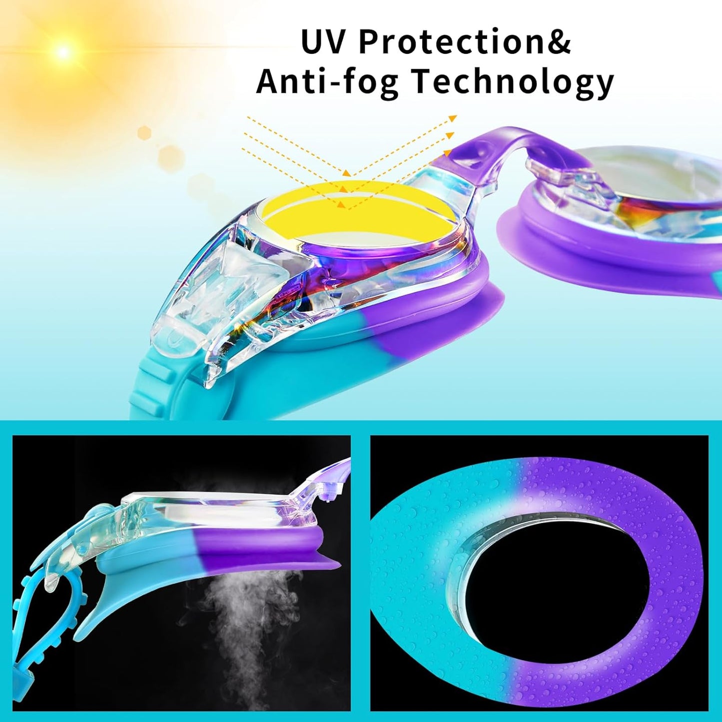 Aegend 2 Pack Kids Goggles, Swimming Goggles for Kids Age 4-16 Boys and Girls Youth, Anti-Fog Waterproof Anti-UV Pool Goggles