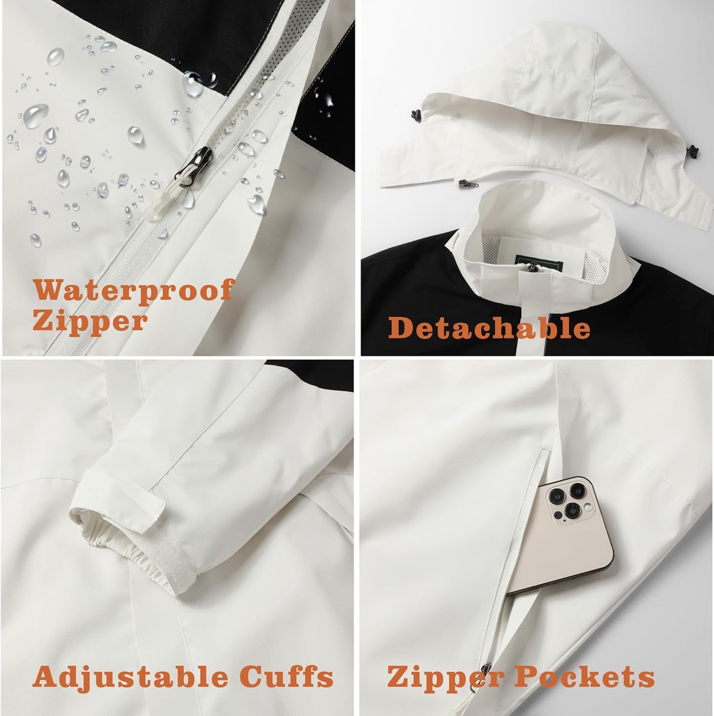 GIISAM Rain Jacket for Men, Mens Waterproof Raincoat Lightweight Rain Jackets Outdoor Rain Coat Windbreaker with Hood