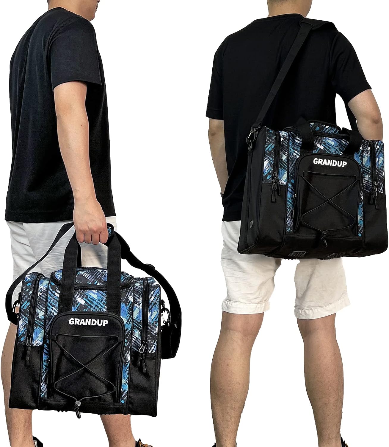 GRANDUP Bowling Ball Bag for Single Ball - Black Bowling accessories Ball Tote Bag Bowling Bag with Padded Ball Holder - Fits Bowling Shoes Up to Mens Size 14